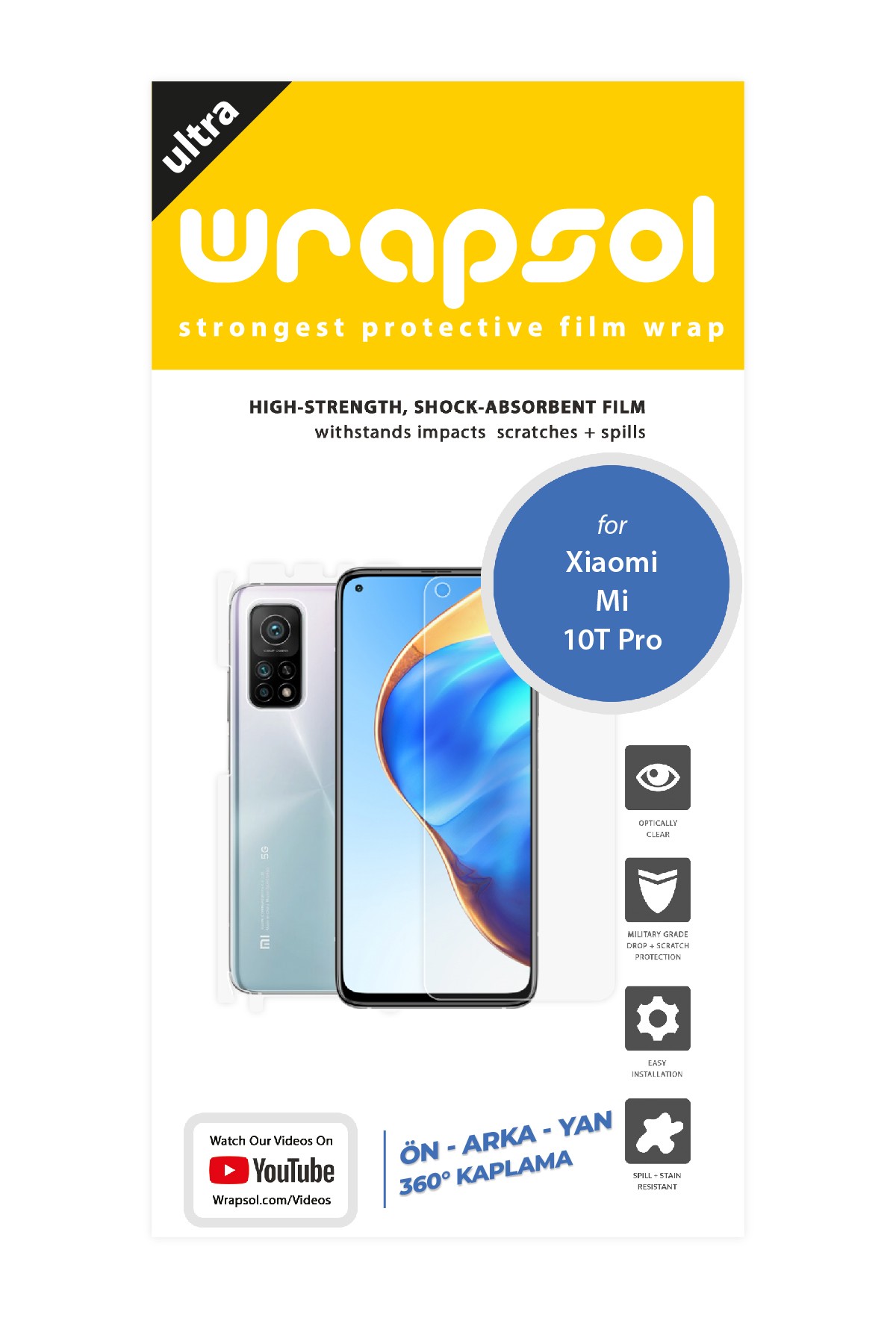 Xiaomi Mi 10T Pro - Fullbody Koruyucu Parlak Şeffaf Poliüretan Film (150 micron)