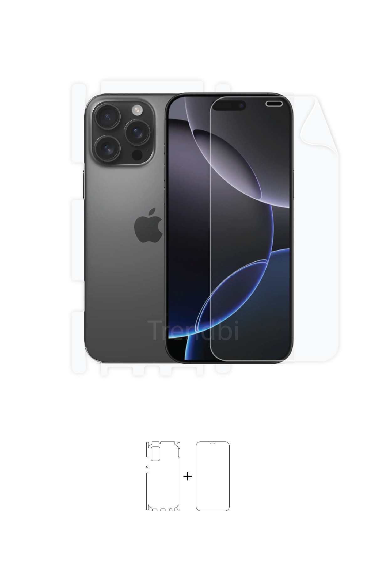 iPhone 16 Pro Max - Fullbody Koruyucu Parlak Şeffaf Poliüretan Film (150 micron)