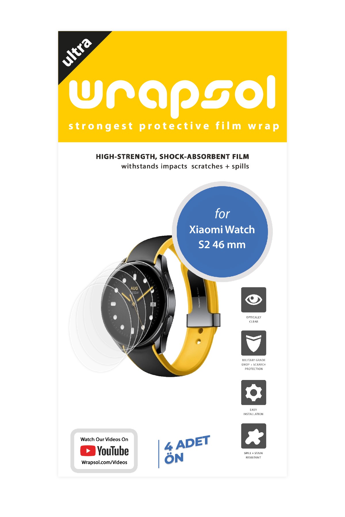 Xiaomi Watch S2 / 46 mm - Ekran Koruyucu Parlak Şeffaf Poliüretan Film (150 mikron)
