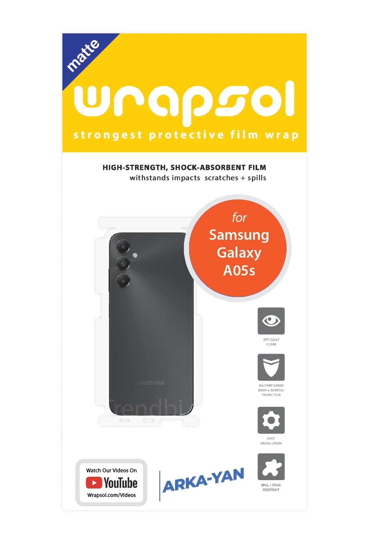 Samsung Galaxy A05S - Arka/Yan Koruyucu Mat Şeffaf Poliüretan Film (150 micron)