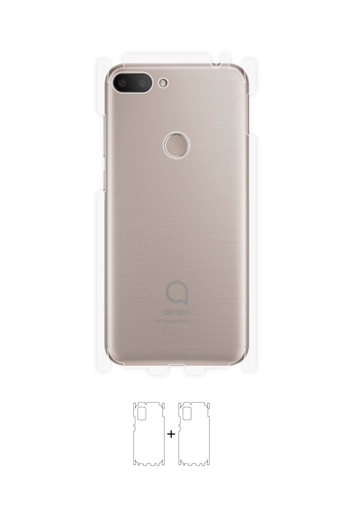 Alcatel 1s - Arka/Yan Koruyucu Parlak Şeffaf Poliüretan Film (150 micron)