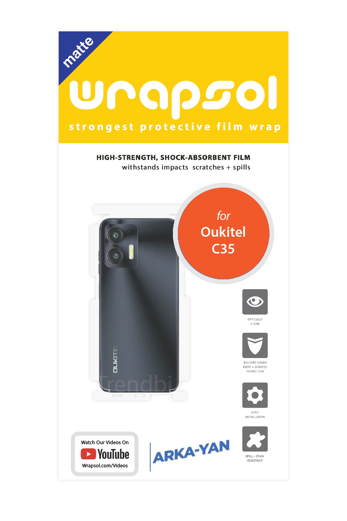 Oukitel C35 - Arka/Yan Koruyucu Mat Şeffaf Poliüretan Film (150 micron)