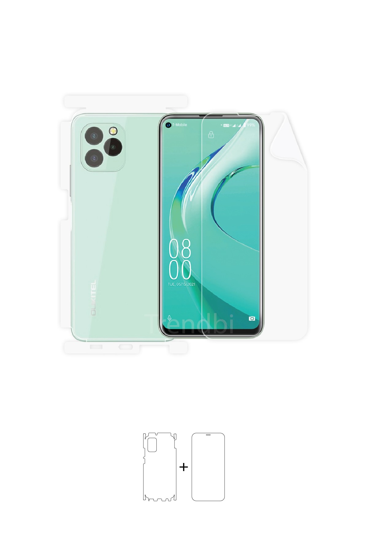 Oukitel C21 Pro - Fullbody Koruyucu Parlak Şeffaf Poliüretan Film (150 micron)