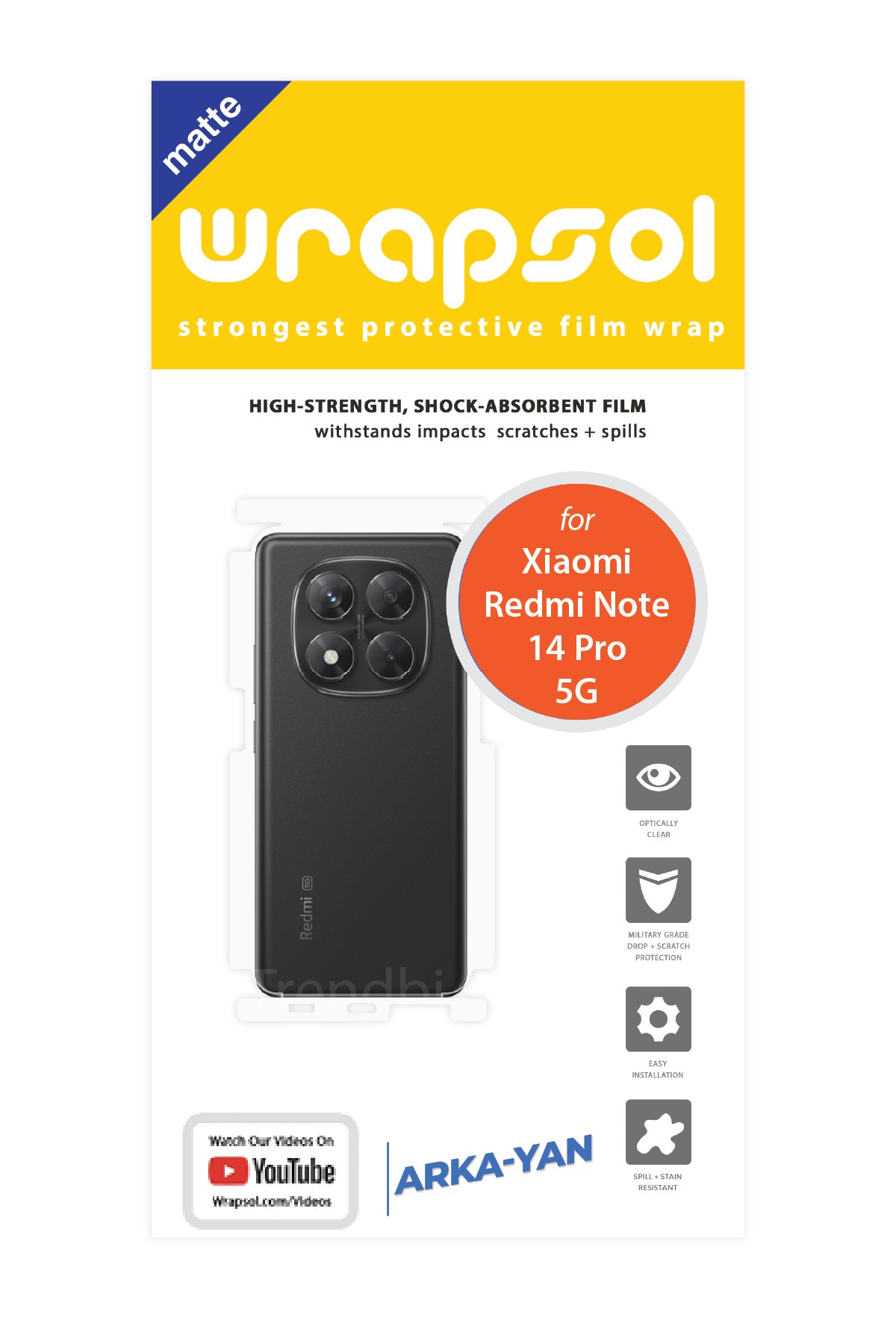 Xiaomi Redmi Note 14 Pro 5g - Arka/Yan Koruyucu Mat Şeffaf Poliüretan Film (150 micron)