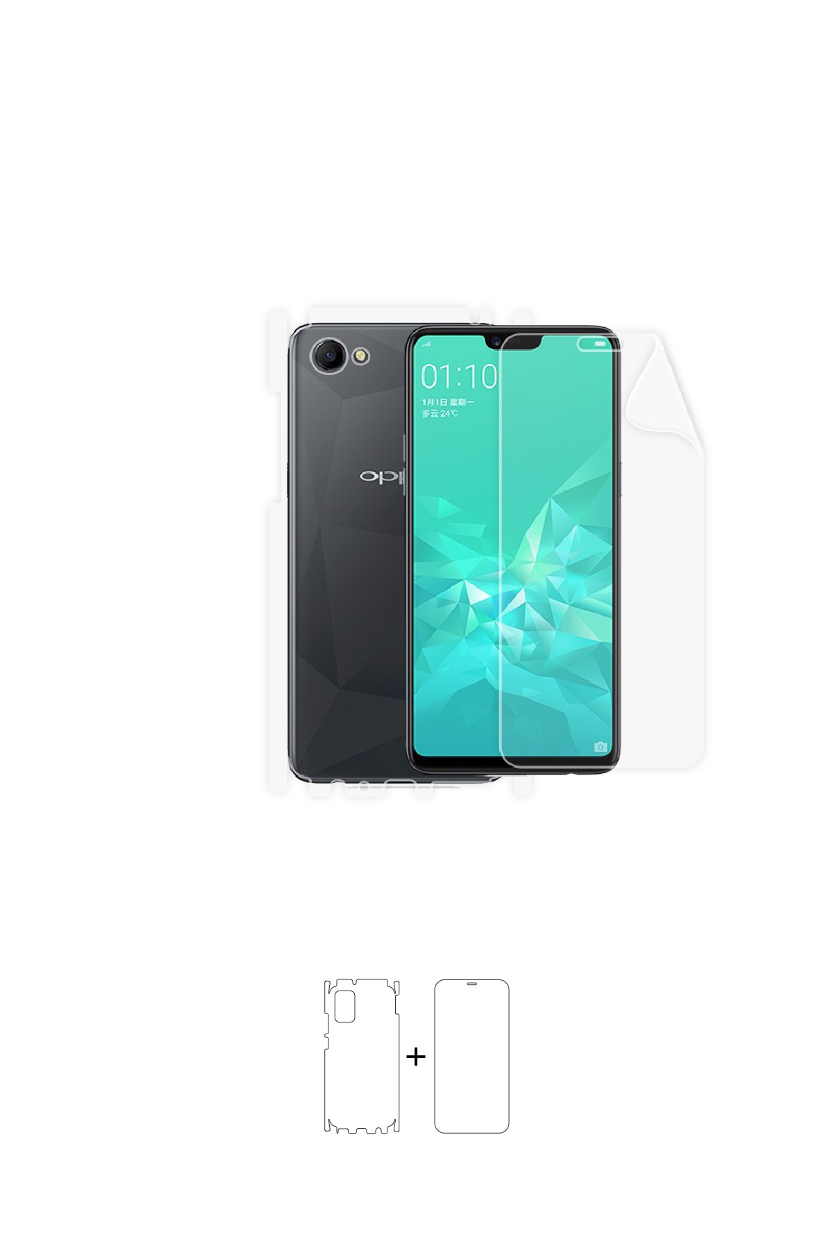 Oppo A3 - Fullbody Koruyucu Parlak Şeffaf Poliüretan Film (150 micron)