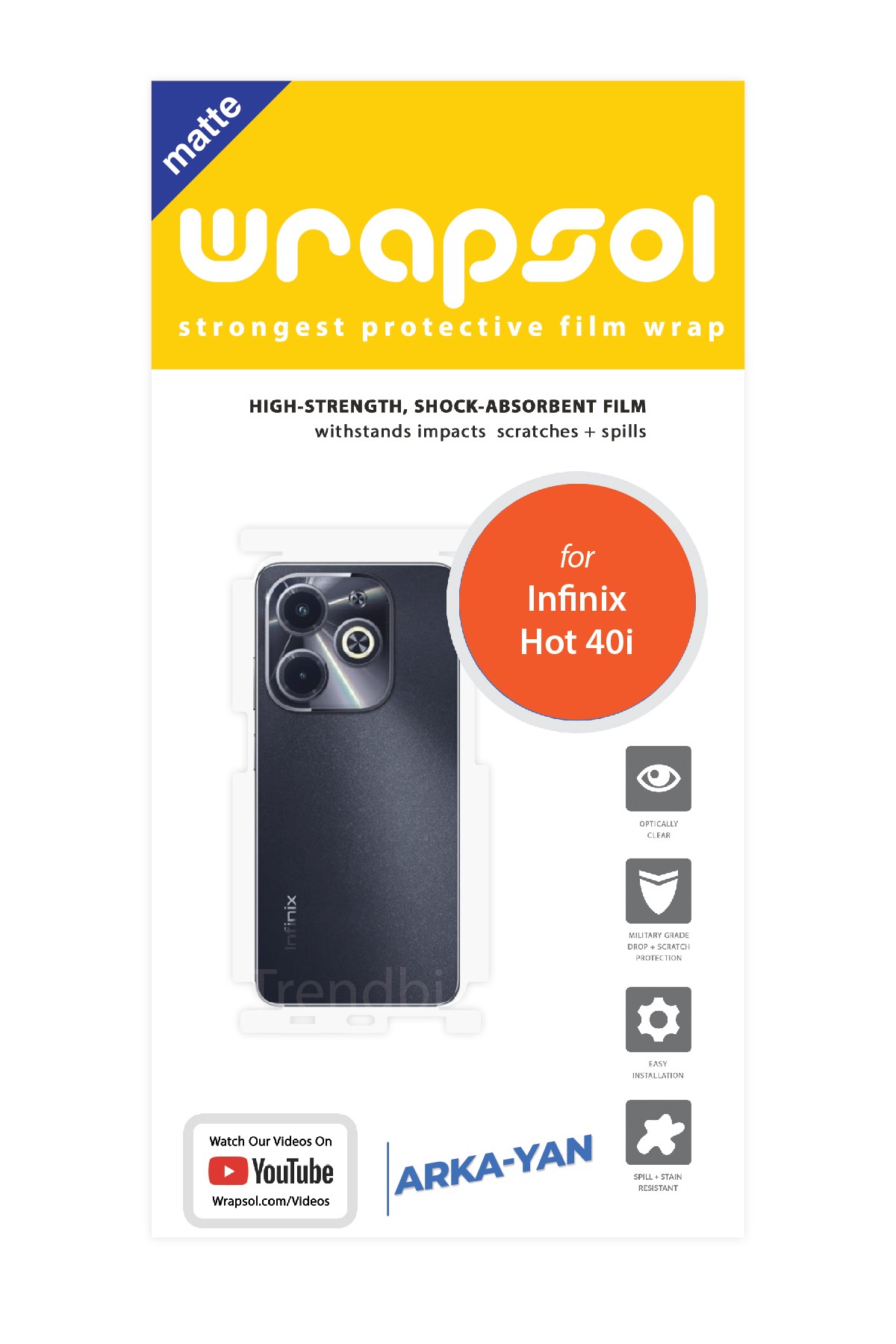 Infinix Hot 40I - Arka/Yan Koruyucu Mat Şeffaf Poliüretan Film (150 micron)