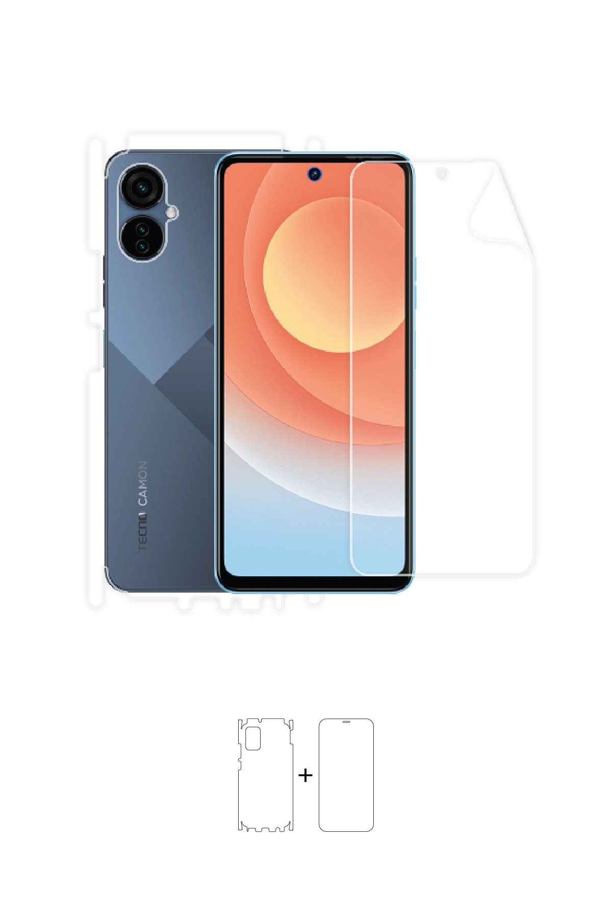 Tecno Camon 19 Neo - Fullbody Koruyucu Parlak Şeffaf Poliüretan Film (150 micron)