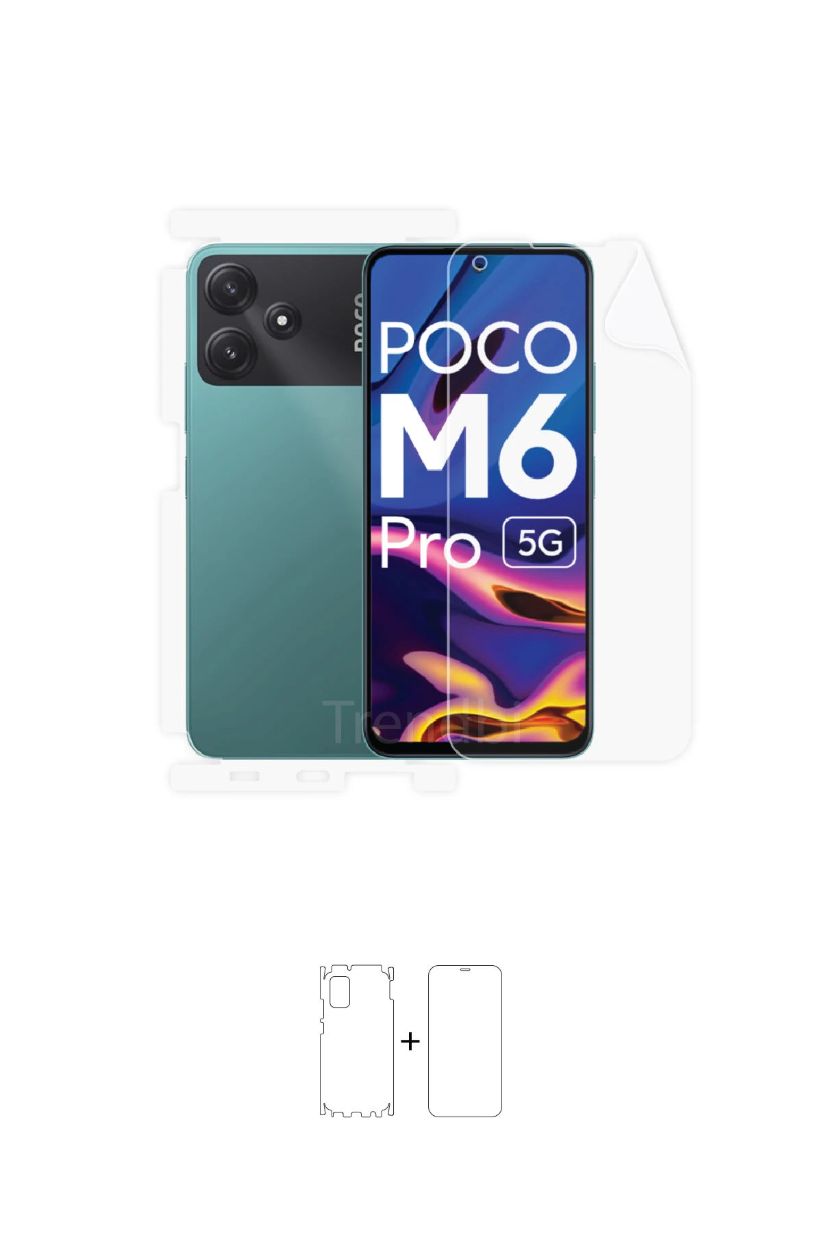Xiaomi Poco M6 Pro - Fullbody Koruyucu Parlak Şeffaf Poliüretan Film (150 micron)