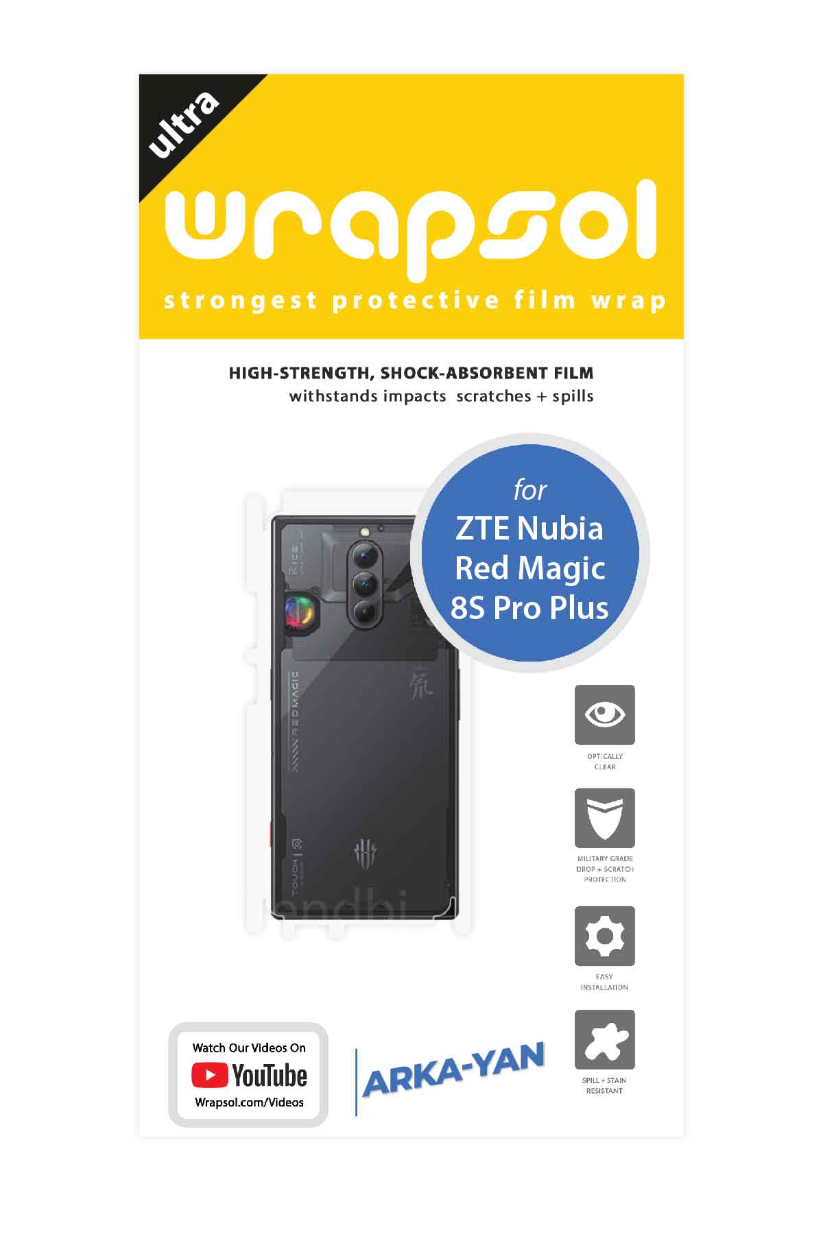 ZTE Nubia Red Magic 8S Pro Plus - Arka/Yan Koruyucu Parlak Şeffaf Poliüretan Film (150 micron)