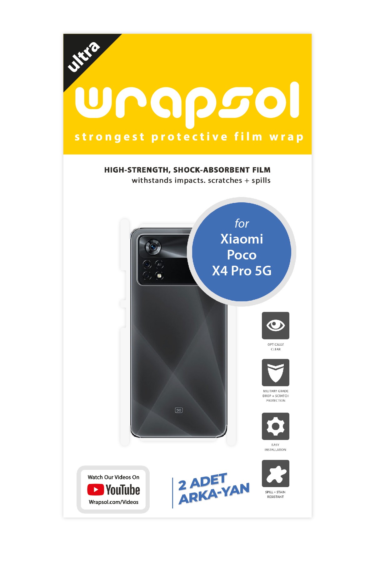 Xiaomi Poco M4 Pro - Arka/Yan Koruyucu Parlak Şeffaf Poliüretan Film (150 micron)
