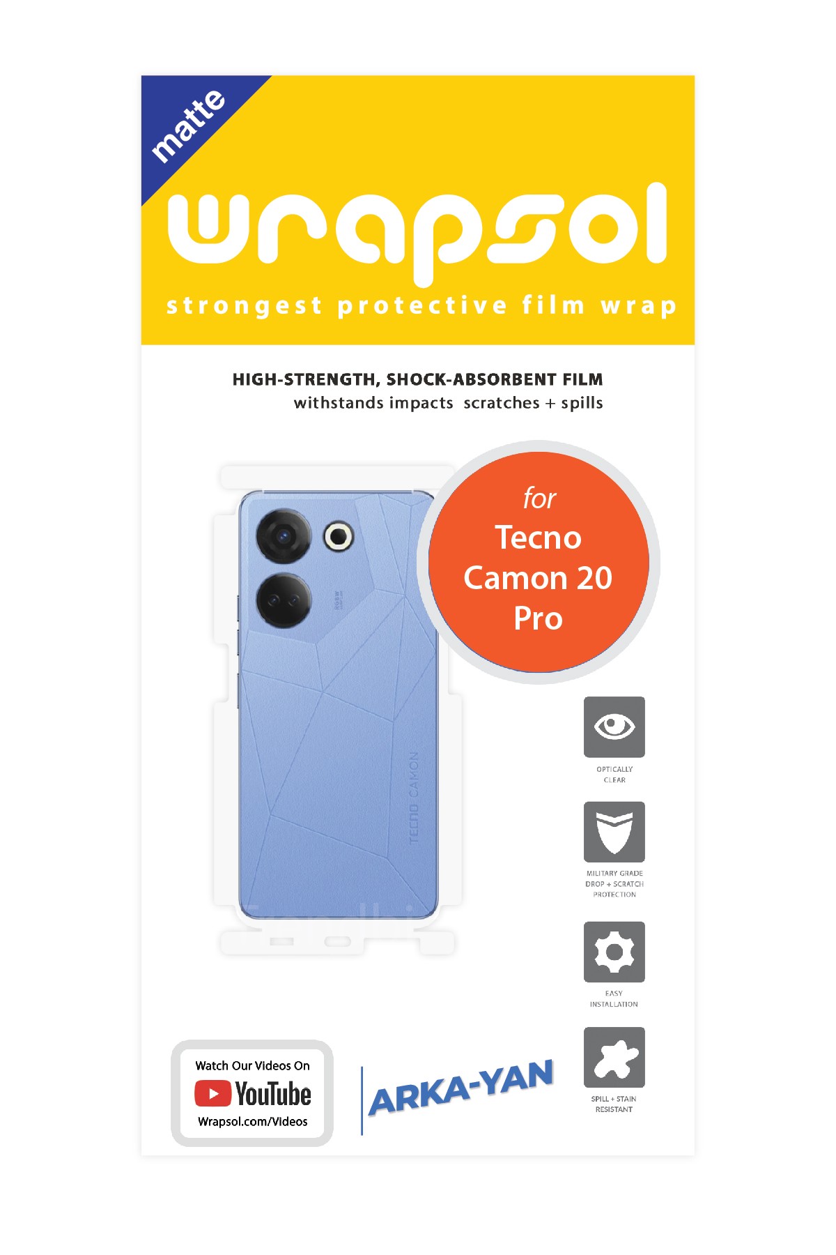 Tecno Camon 20 Pro - Arka/Yan Koruyucu Mat Şeffaf Poliüretan Film (150 micron)