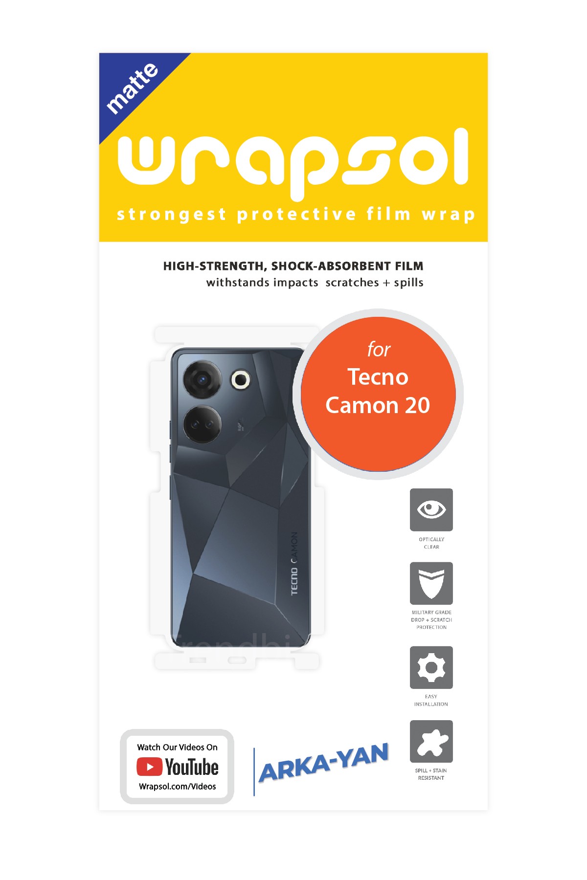 Tecno Camon 20 - Arka/Yan Koruyucu Mat Şeffaf Poliüretan Film (150 micron)