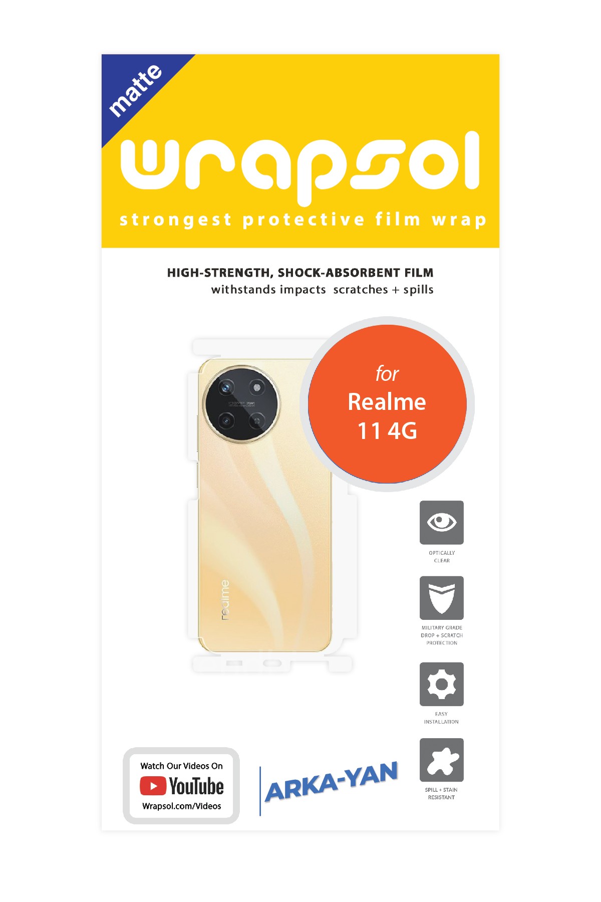 Realme 11 4G - Arka/Yan Koruyucu Mat Şeffaf Poliüretan Film (150 micron)