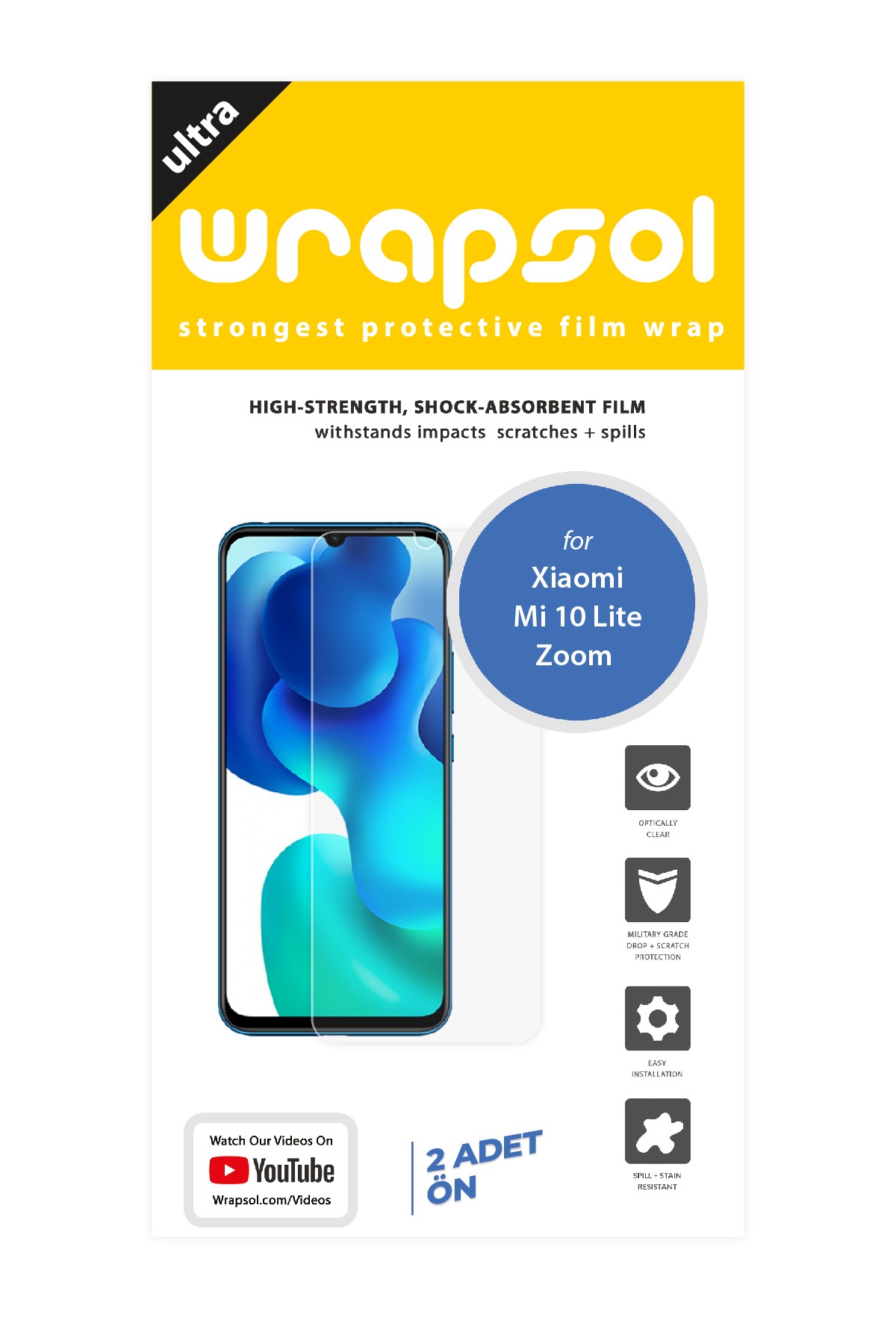 Xiaomi Mi 10 Lite Zoom - Ekran Koruyucu Parlak Şeffaf Poliüretan Film (150 mikron)
