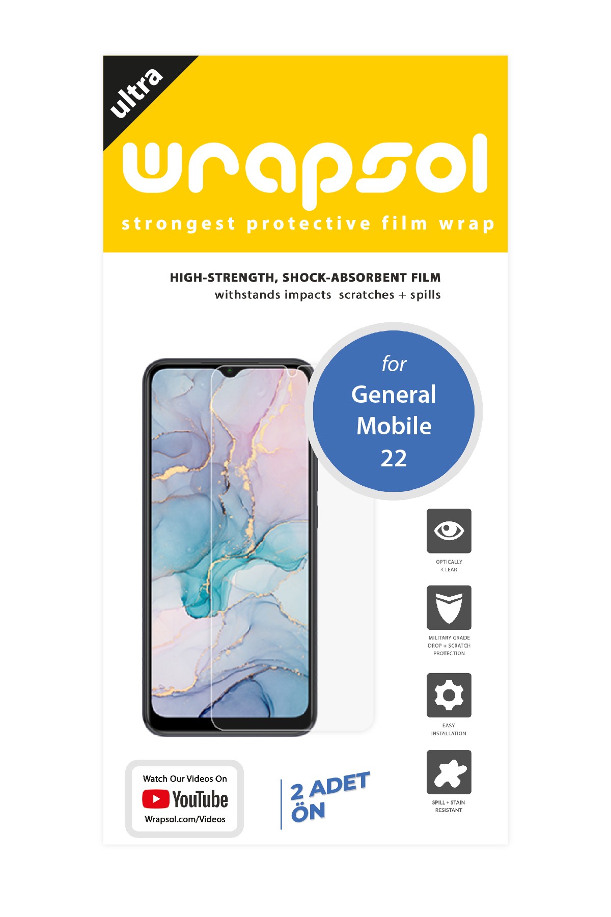 General Mobile GM 22 - Ekran Koruyucu Parlak Şeffaf Poliüretan Film (150 mikron)