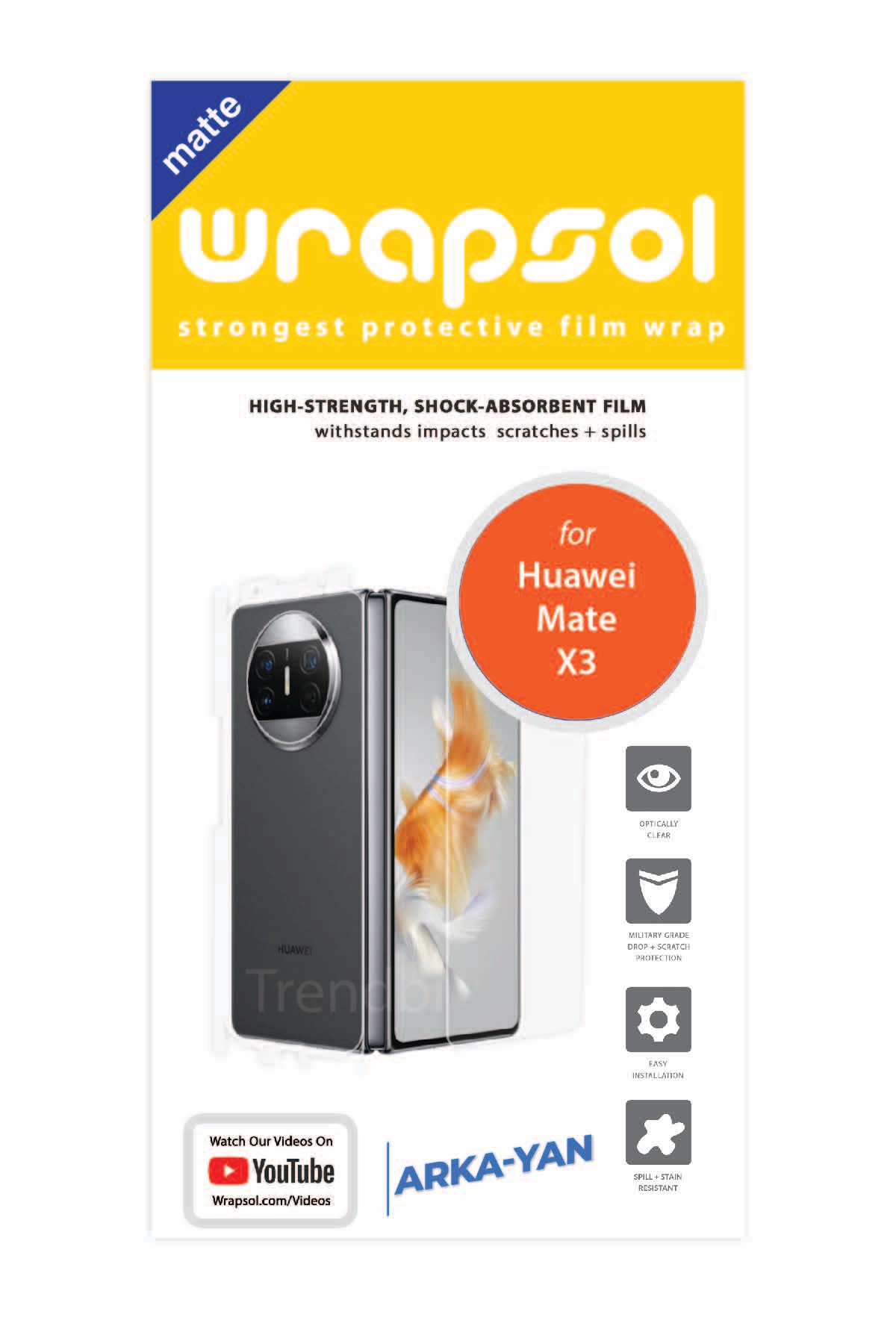 Huawei Mate X3 - Arka/Yan Koruyucu Mat Şeffaf Poliüretan Film (150 micron)