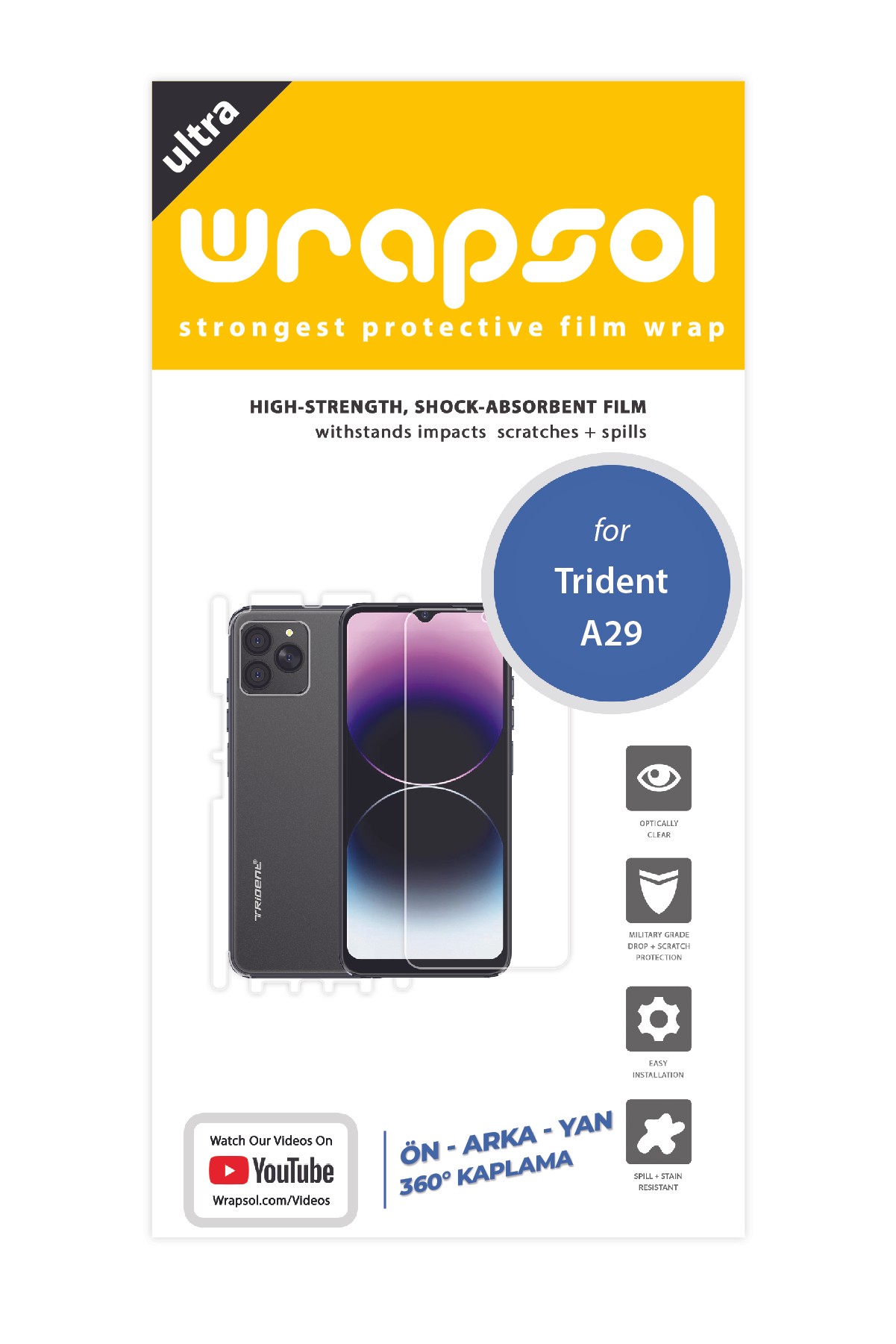 Trident A29 - Fullbody Koruyucu Parlak Şeffaf Poliüretan Film (150 micron)