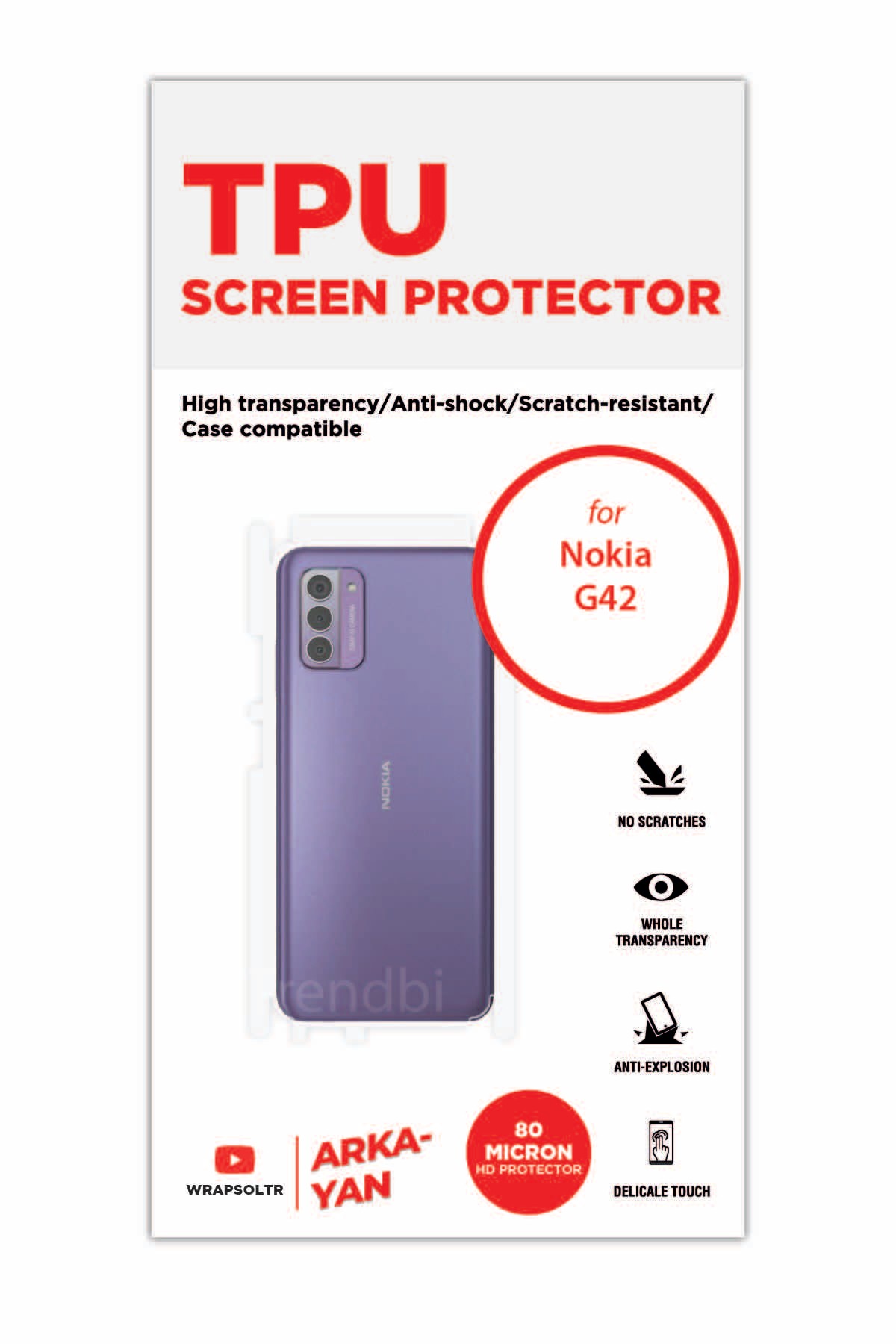 Nokia G42 - Arka/Yan Koruyucu Parlak Şeffaf TPU Film (80 micron)