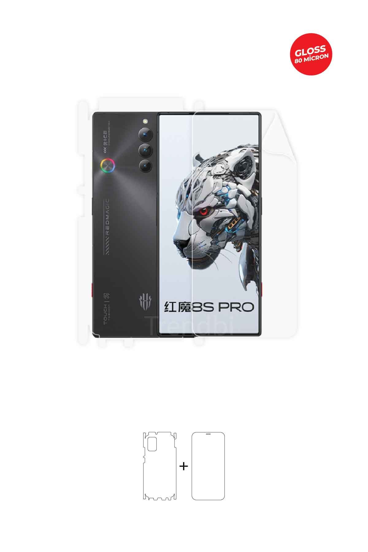 ZTE Nubia Red Magic 8S Pro - Fullbody Koruyucu Parlak Şeffaf TPU Film (80 micron)