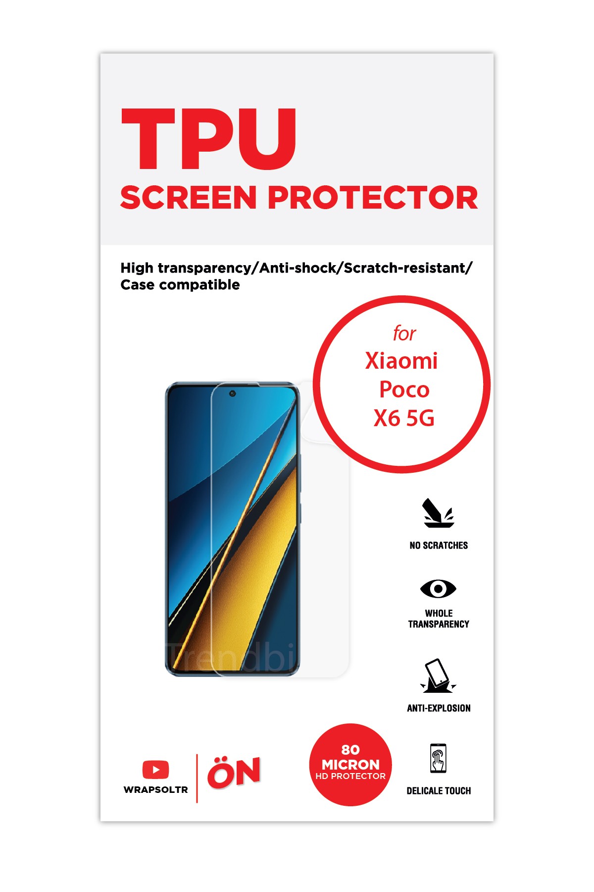Xiaomi Poco X6 5G - Ekran Koruyucu Parlak Şeffaf TPU Film (80 micron)