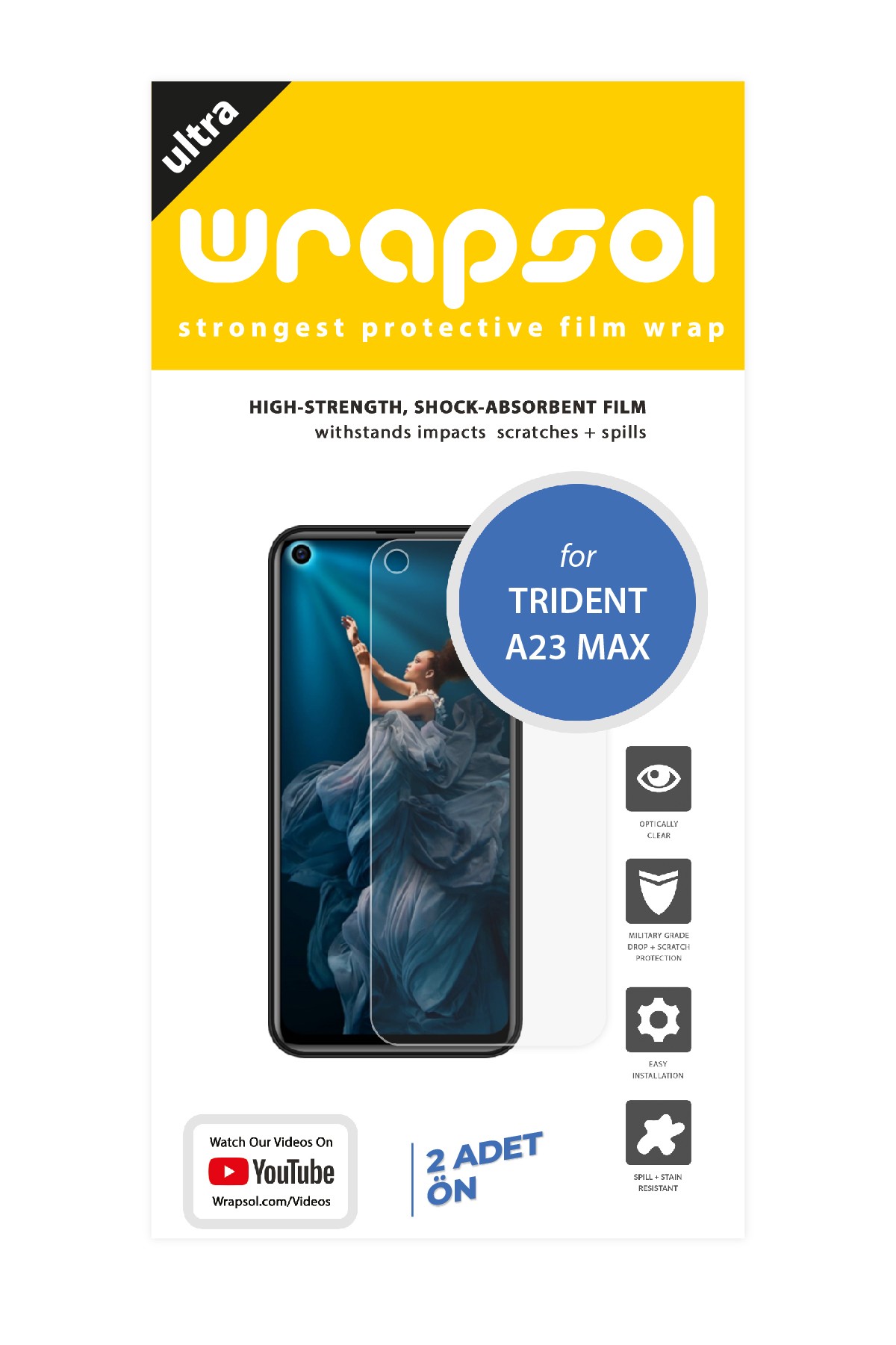 Trident A23 Max - Ekran Koruyucu Parlak Şeffaf Poliüretan Film (150 mikron)