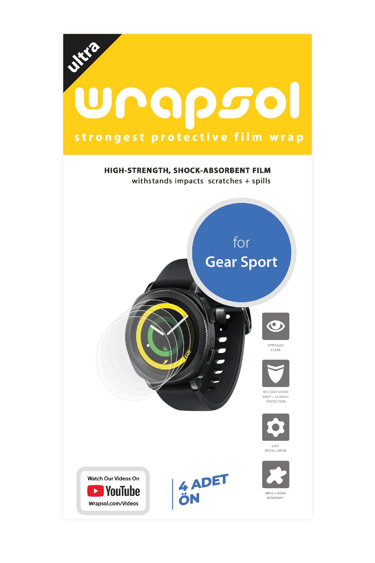 Samsung Gear Sport - Ekran Koruyucu Parlak Şeffaf Poliüretan Film (150 mikron)