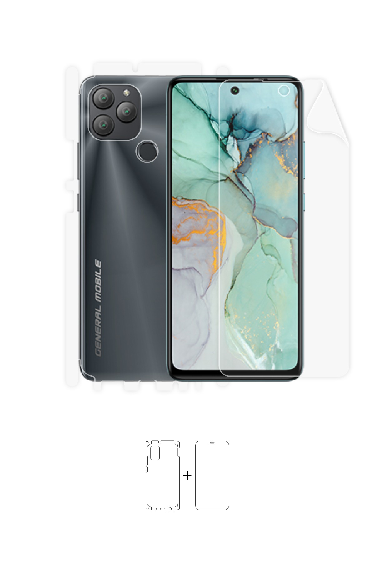 General Mobile GM 22 Plus - Fullbody Koruyucu Parlak Şeffaf Poliüretan Film (150 micron)