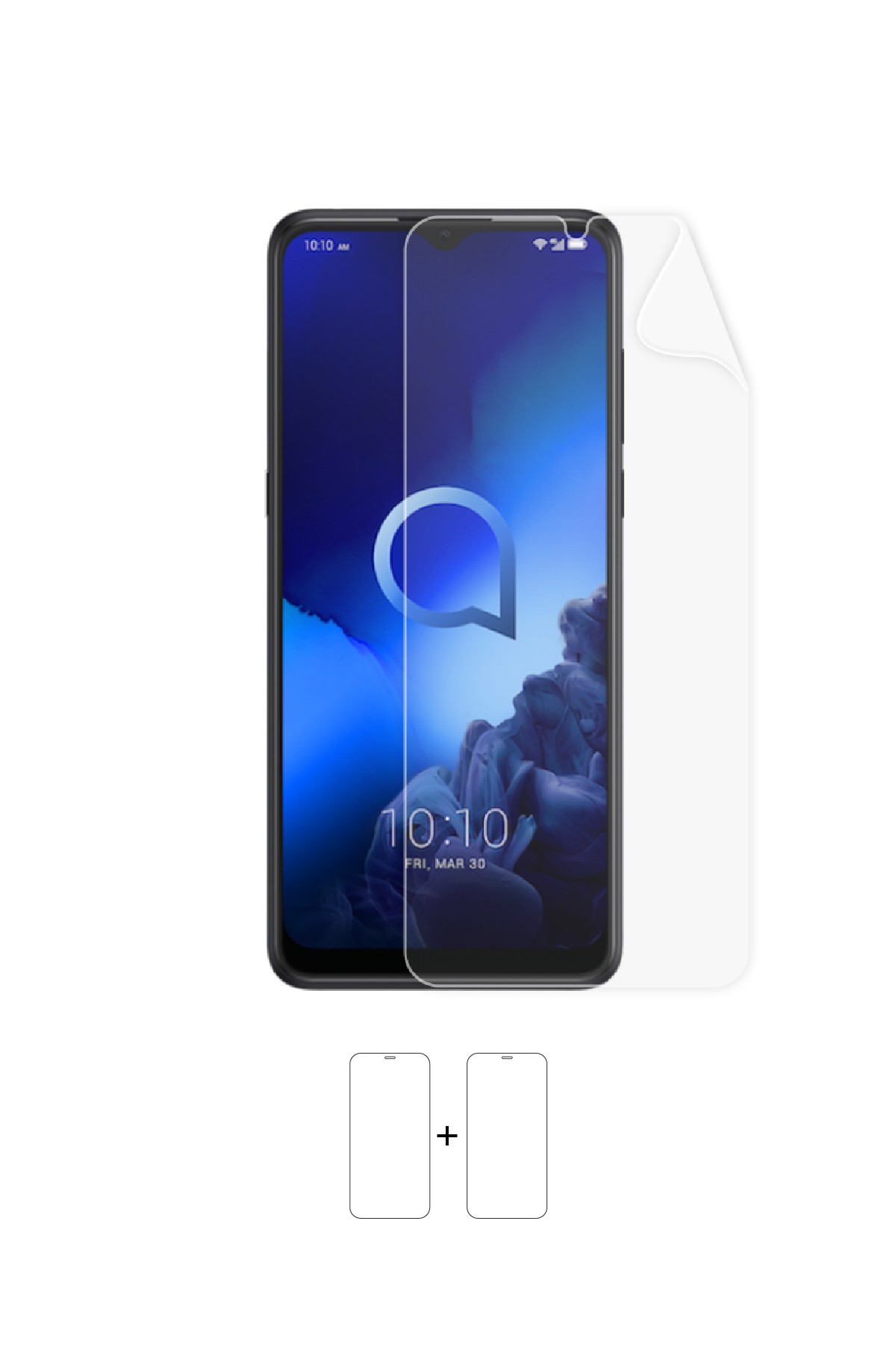 Alcatel 3X 2019 - Ekran Koruyucu Parlak Şeffaf Poliüretan Film (150 mikron)