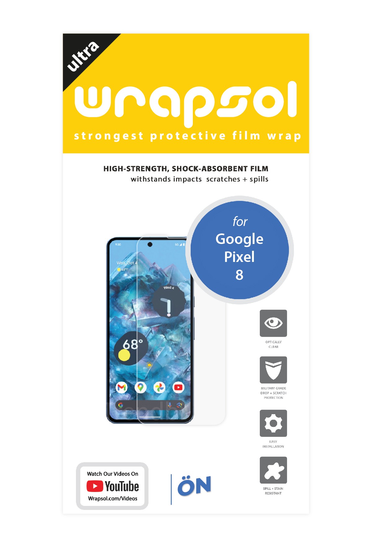 Google Pixel 8 - Ekran Koruyucu Parlak Şeffaf Poliüretan Film (150 mikron)