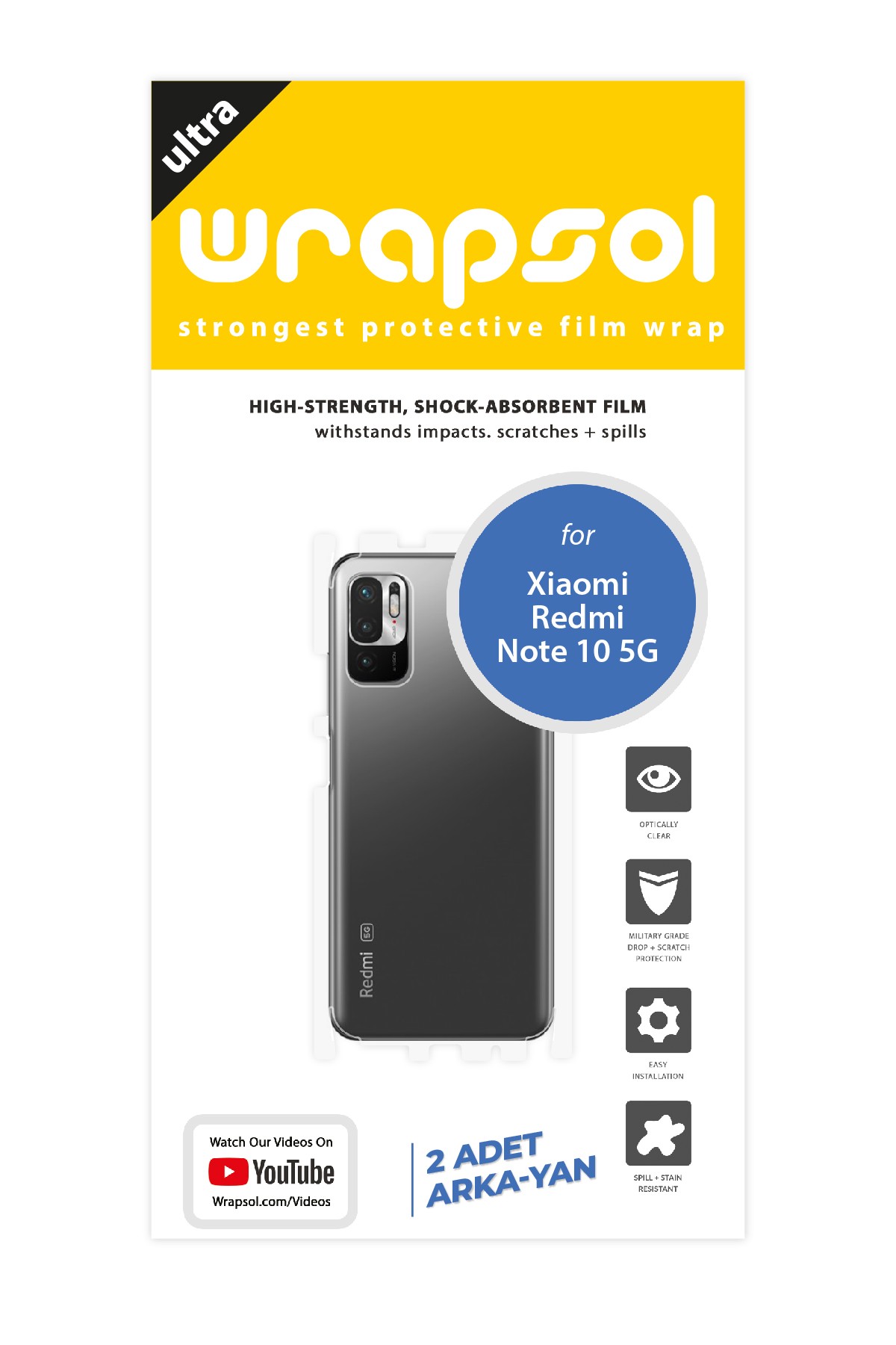 Xiaomi Redmi Note 10 5G - Arka/Yan Koruyucu Parlak Şeffaf Poliüretan Film (150 micron)