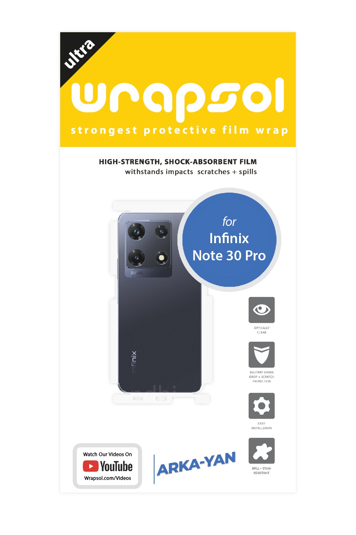 Infinix Note 30 Pro - Arka/Yan Koruyucu Parlak Şeffaf Poliüretan Film (150 micron)