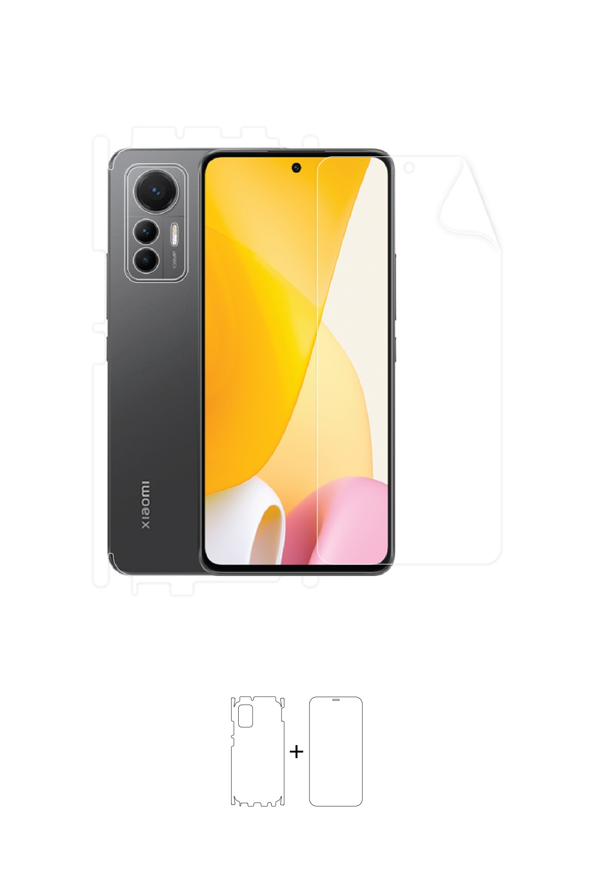 Xiaomi 12 Lite - Fullbody Koruyucu Parlak Şeffaf Poliüretan Film (150 micron)
