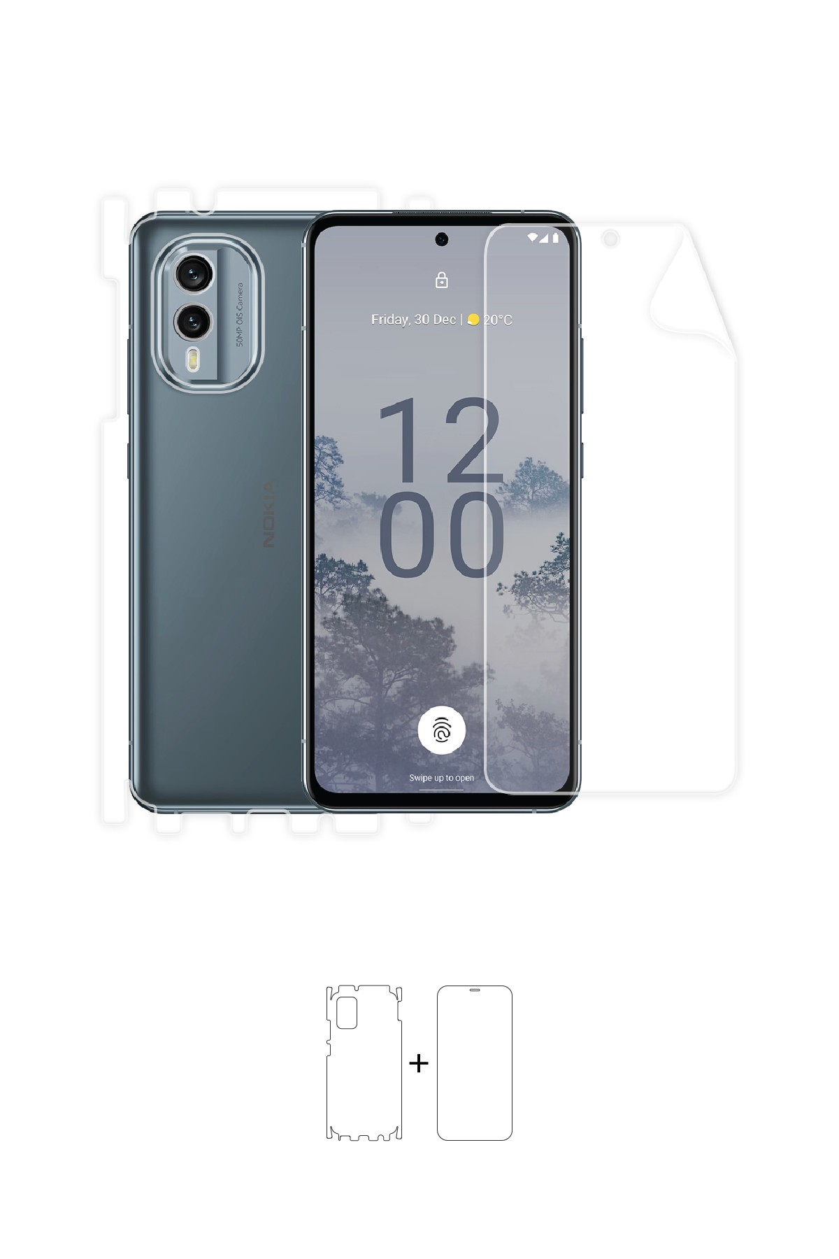 Nokia X30 5G - Fullbody Koruyucu Parlak Şeffaf Poliüretan Film (150 micron)