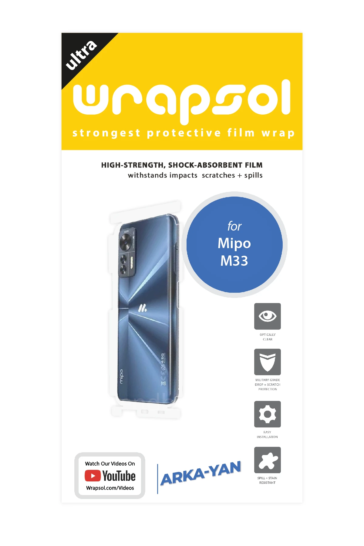 Mipo M33 - Arka/Yan Koruyucu Parlak Şeffaf Poliüretan Film (150 micron)