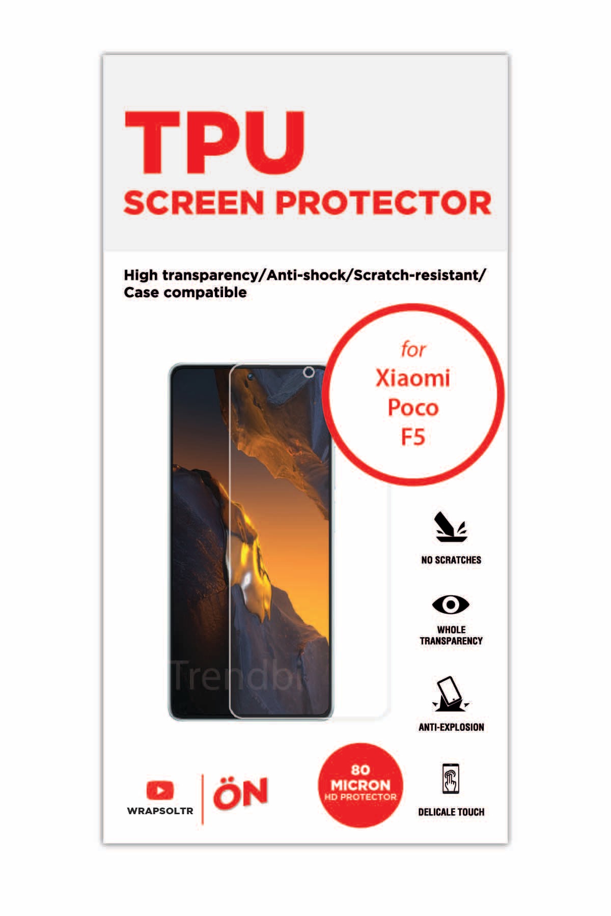 Xiaomi Poco F5 - Ekran Koruyucu Parlak Şeffaf TPU Film (80 micron)