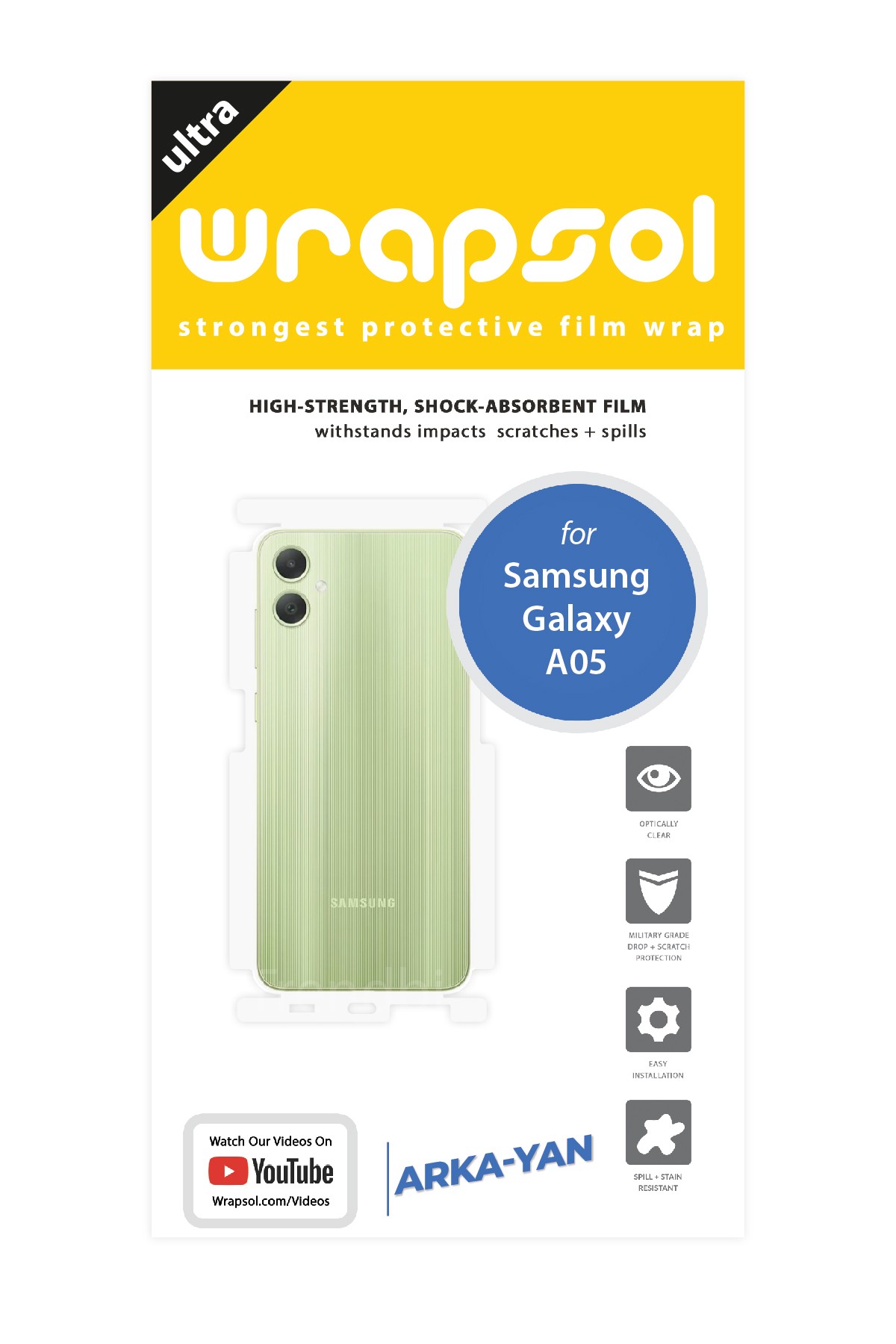 Samsung Galaxy A05 - Arka/Yan Koruyucu Parlak Şeffaf Poliüretan Film (150 micron)
