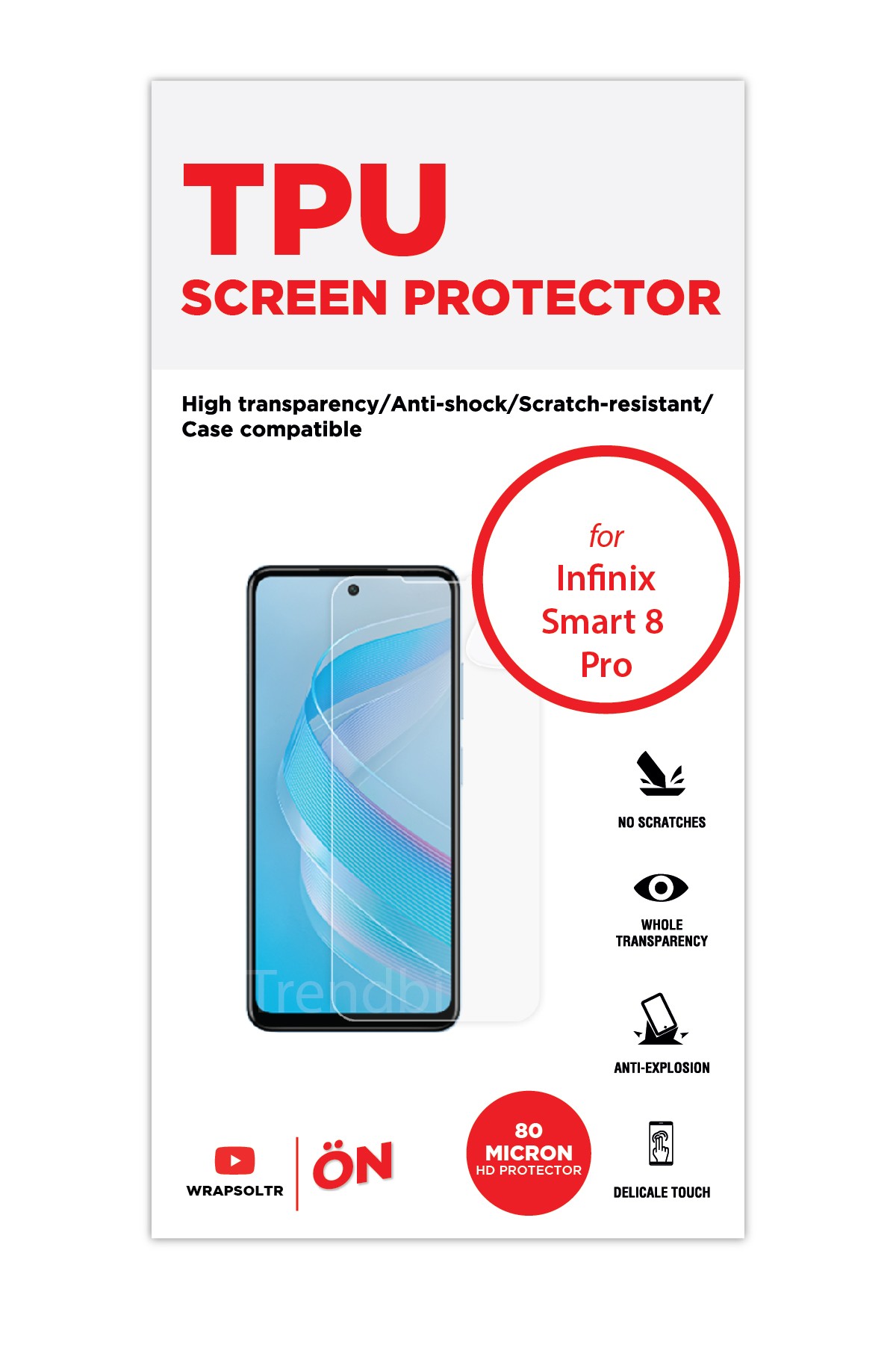 Infinix Smart 8 Pro - Ekran Koruyucu Parlak Şeffaf TPU Film (80 micron)