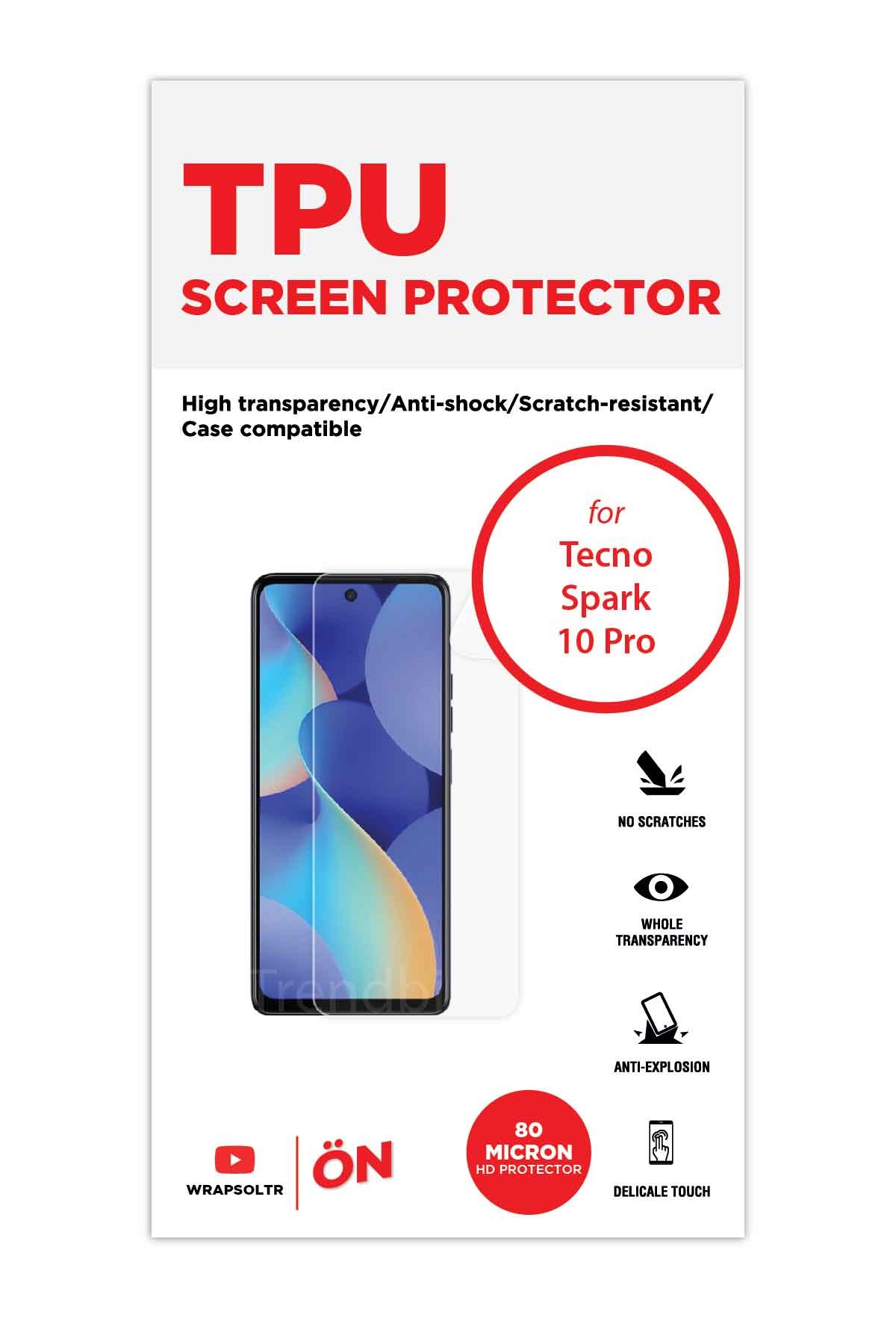 Tecno Spark 10 Pro - Ekran Koruyucu Parlak Şeffaf TPU Film (80 micron)