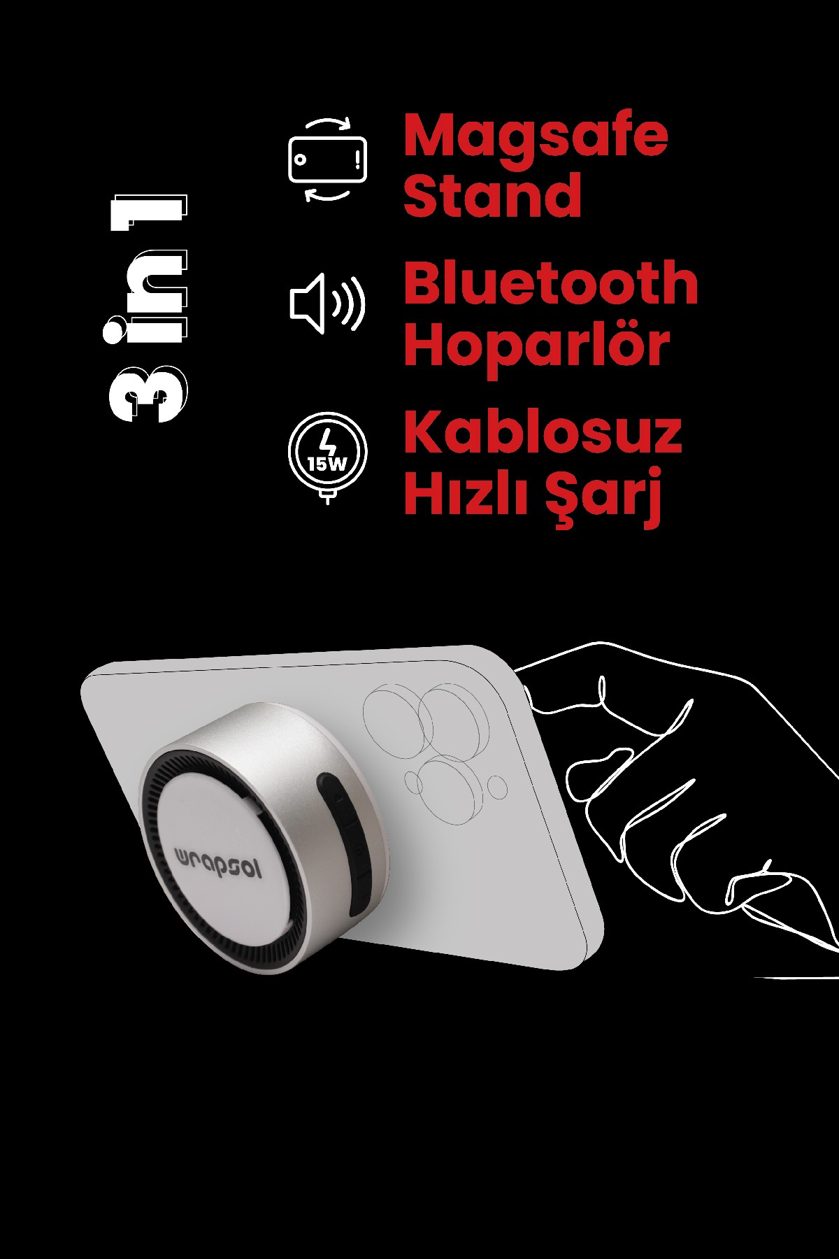 Magsafe Speaker Hoparlör / Kablosuz Hizli Sarj - Darkblue