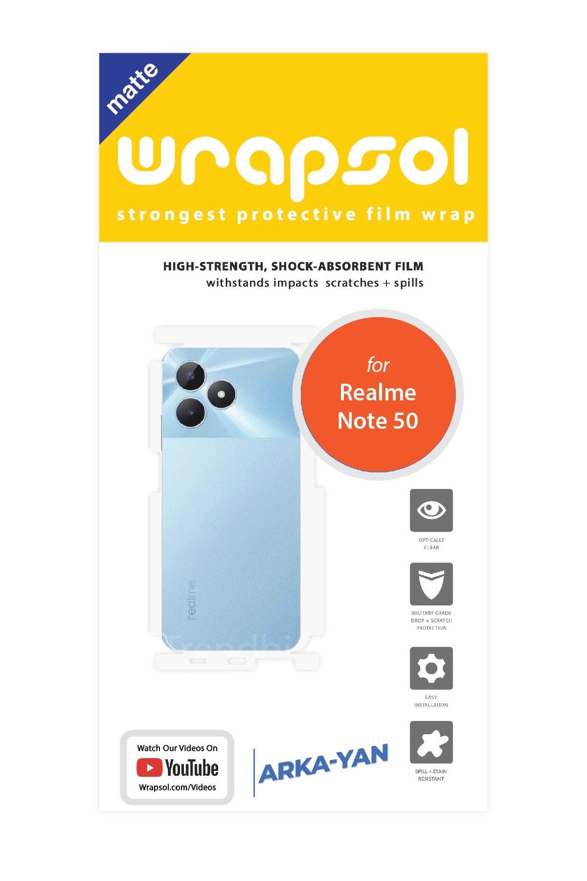 Realme Note 50 - Arka/Yan Koruyucu Mat Şeffaf Poliüretan Film (150 micron)