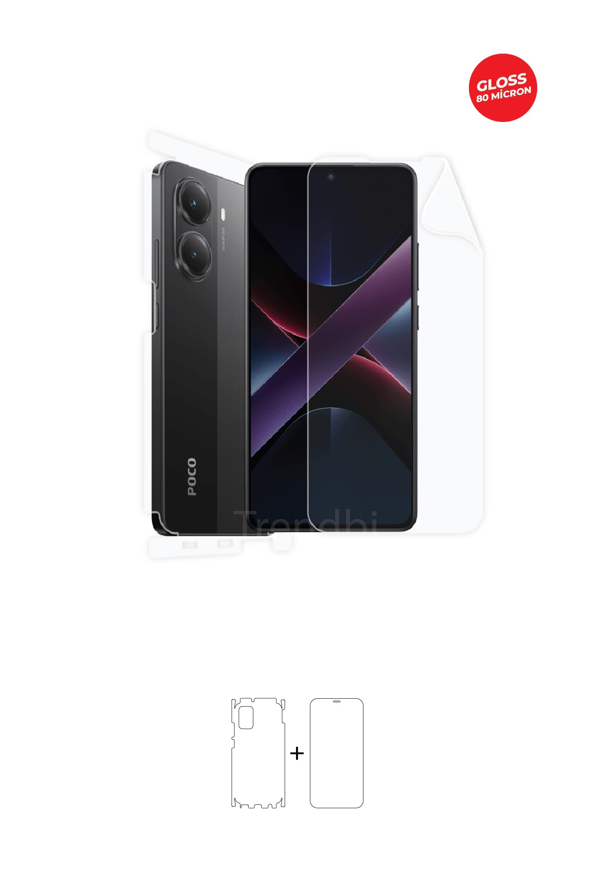 Xiaomi Poco X7 Pro - Fullbody Koruyucu Parlak Şeffaf TPU Film (80 micron)