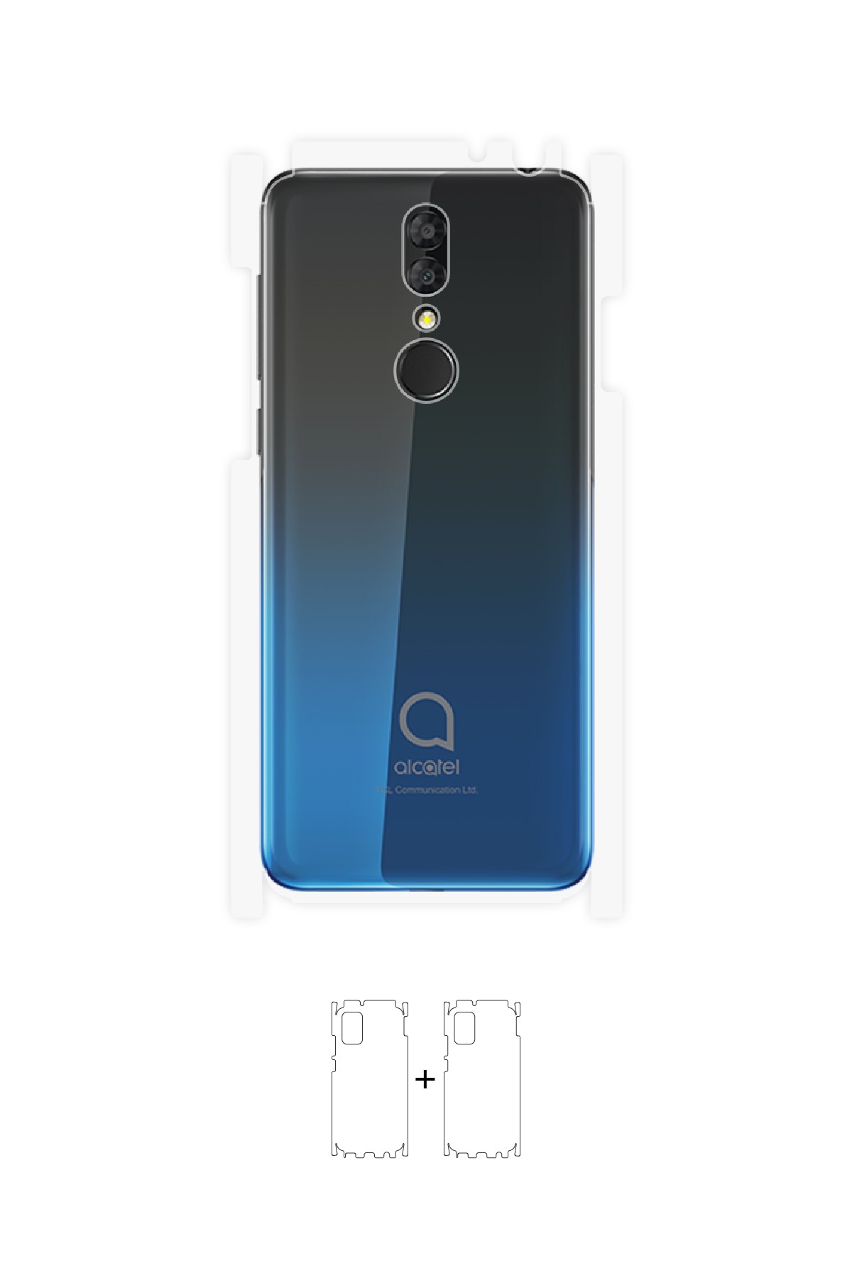 Alcatel 3 2019 - Arka/Yan Koruyucu Parlak Şeffaf Poliüretan Film (150 micron)