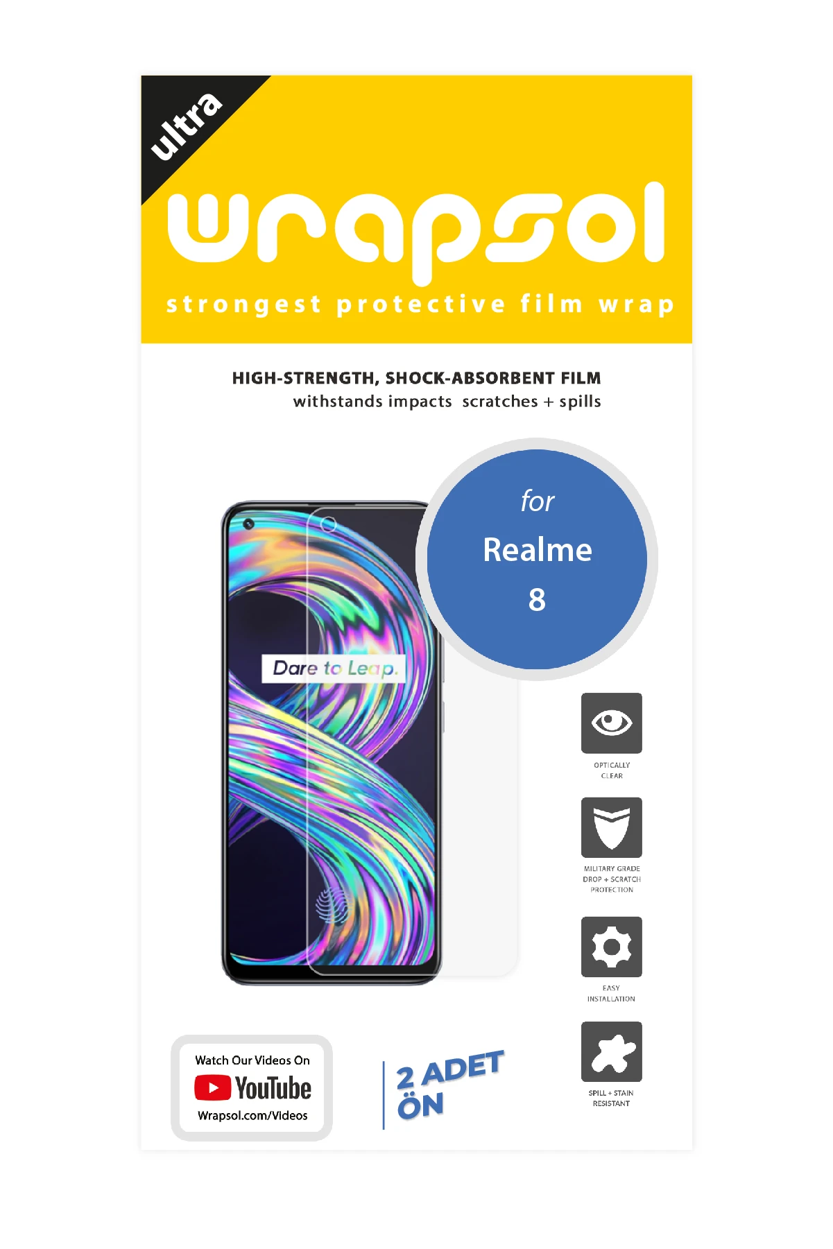 Realme 8 - Ekran Koruyucu Parlak Şeffaf Poliüretan Film (150 mikron)