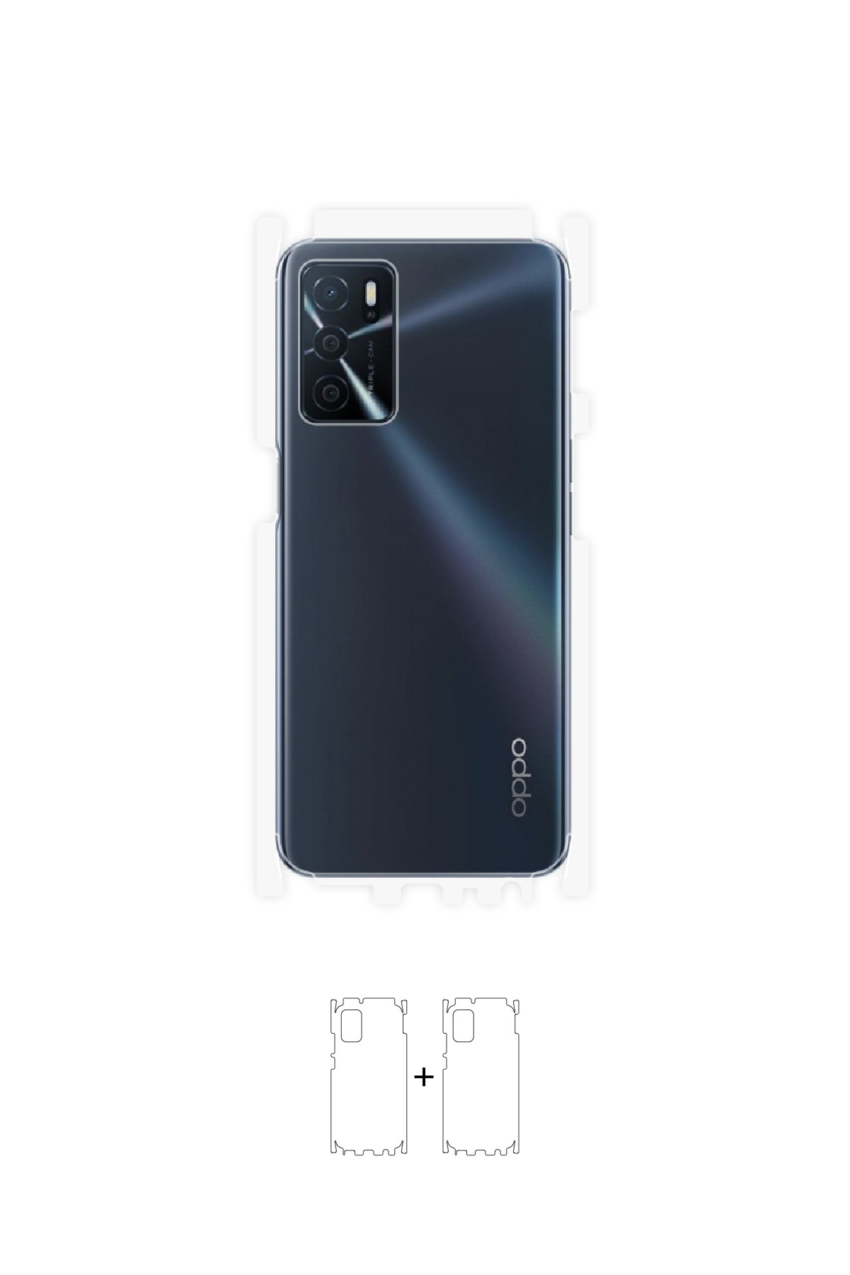 Oppo A16 - Arka/Yan Koruyucu Parlak Şeffaf Poliüretan Film (150 micron)