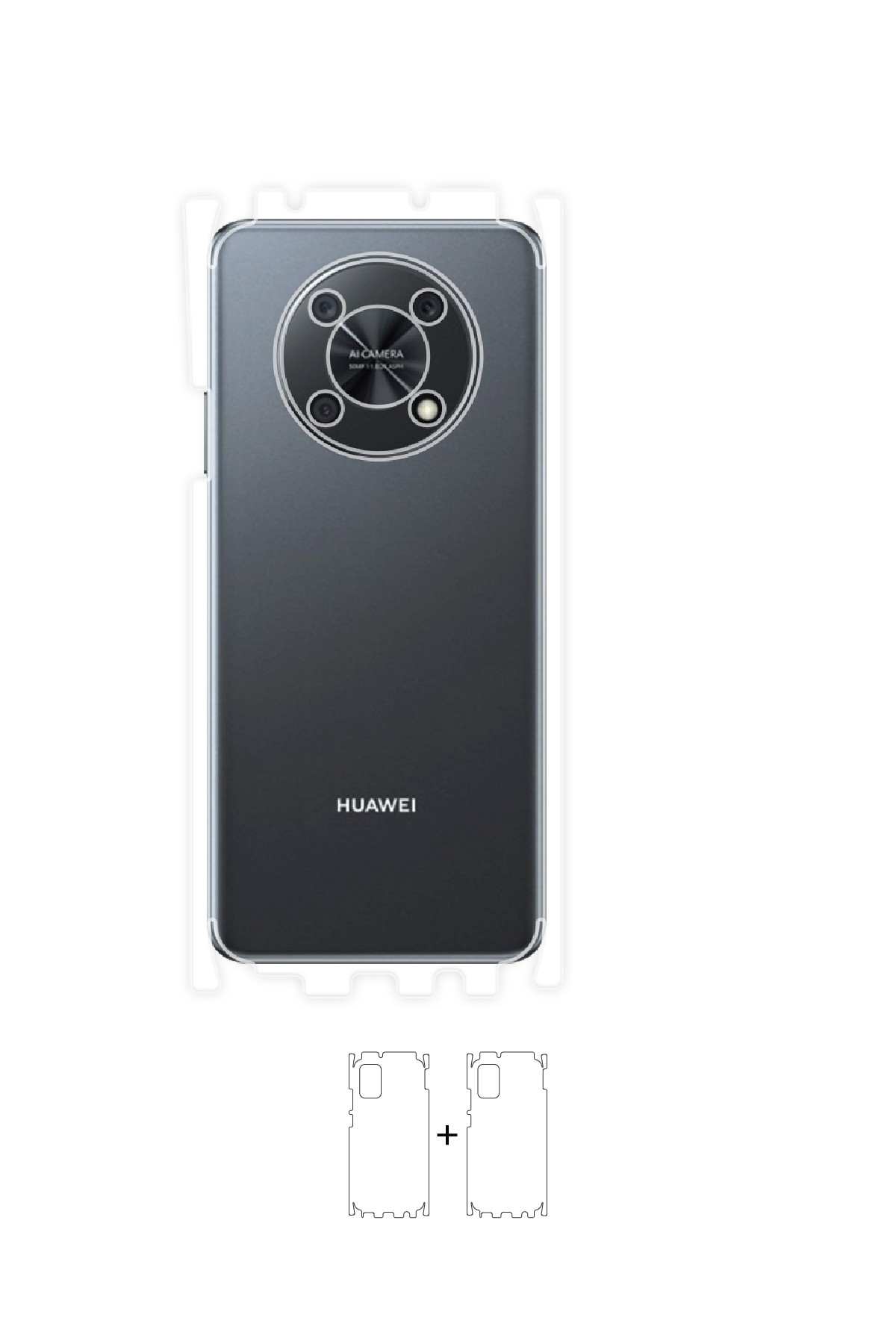 Huawei Nova Y90 - Arka/Yan Koruyucu Parlak Şeffaf Poliüretan Film (150 micron)