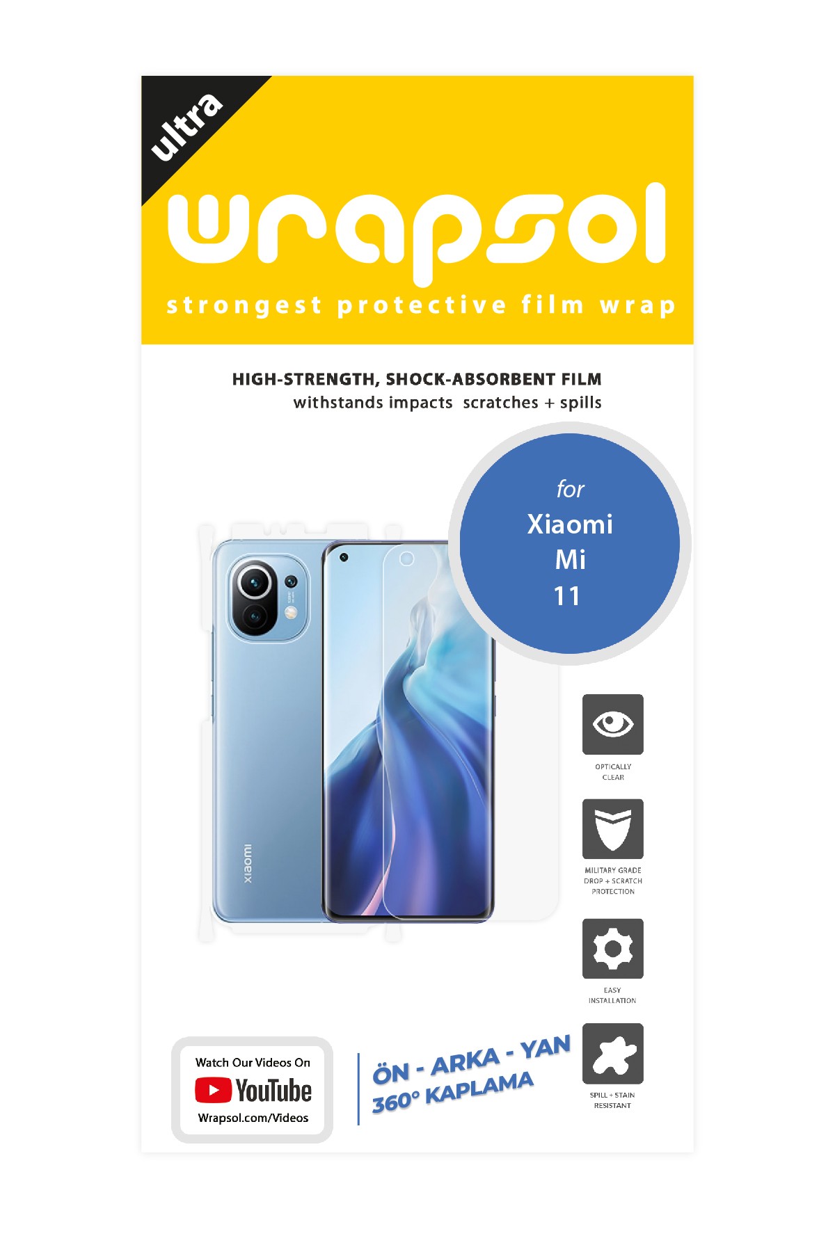 Xiaomi Mi 11 - Fullbody Koruyucu Parlak Şeffaf Poliüretan Film (150 micron)