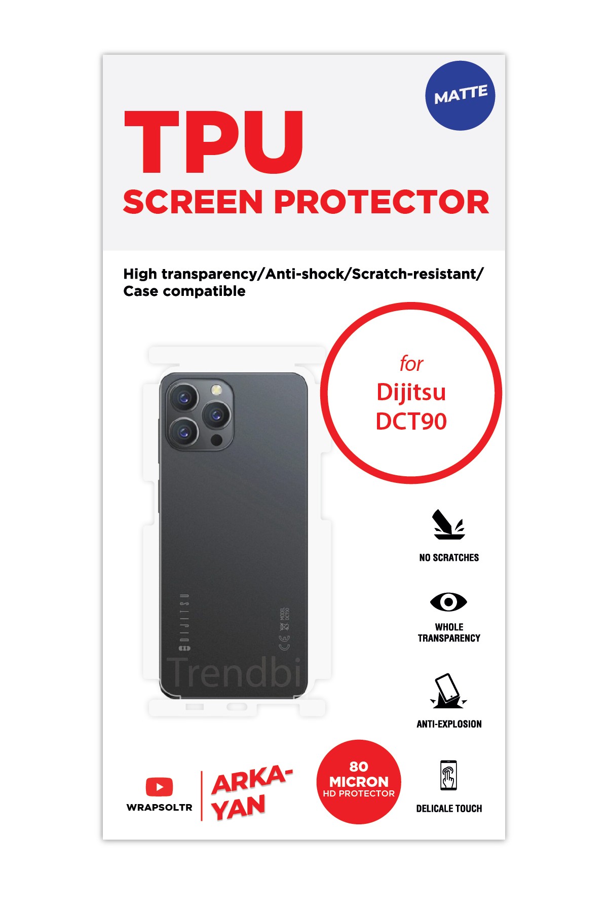 Dijitsu Dct90 - Arka/Yan Koruyucu Mat TPU Film (80 micron)