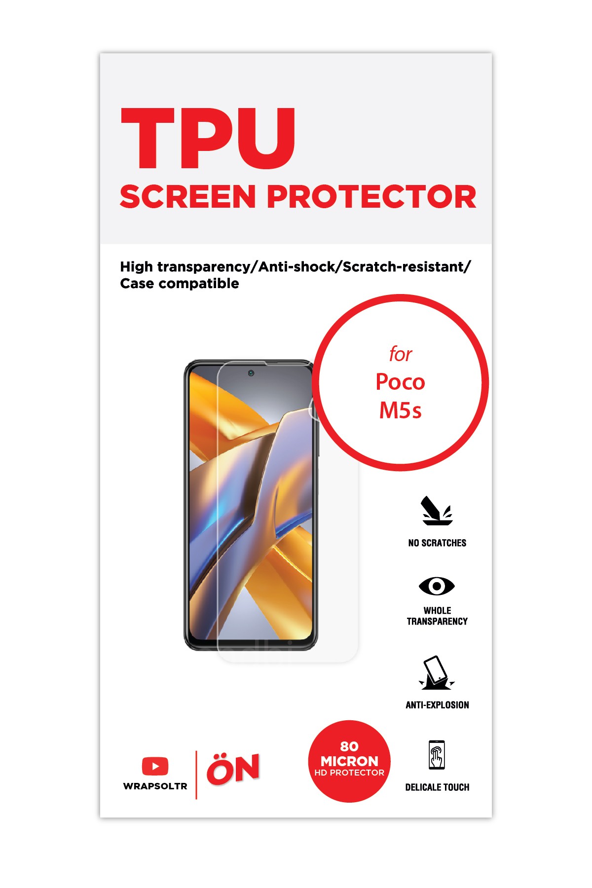 Xiaomi Poco M5s - Ekran Koruyucu Parlak Şeffaf TPU Film (80 micron)