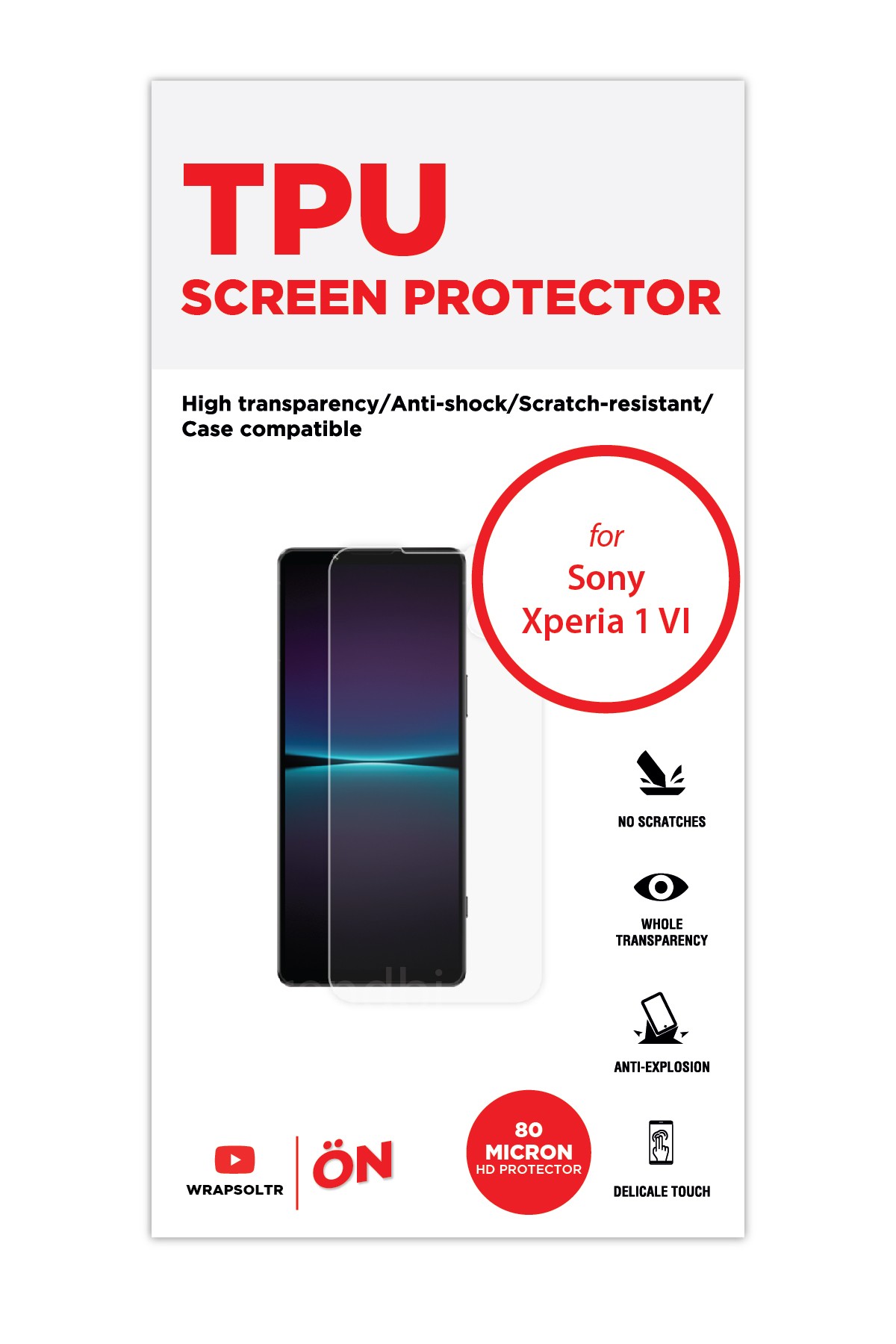 Sony Xperia 1 VI - Ekran Koruyucu Parlak Şeffaf TPU Film (80 micron)