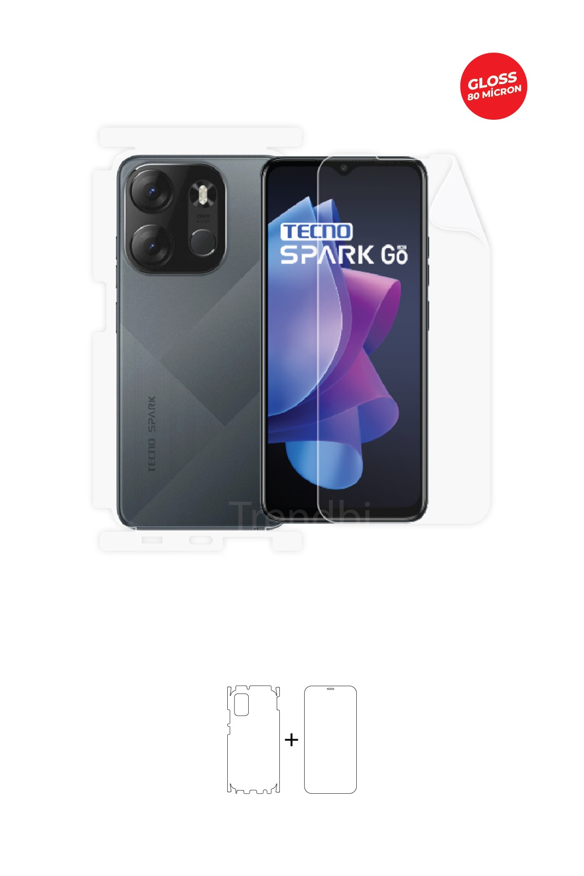 Tecno Spark Go 2023 - Fullbody Koruyucu Parlak Şeffaf TPU Film (80 micron)